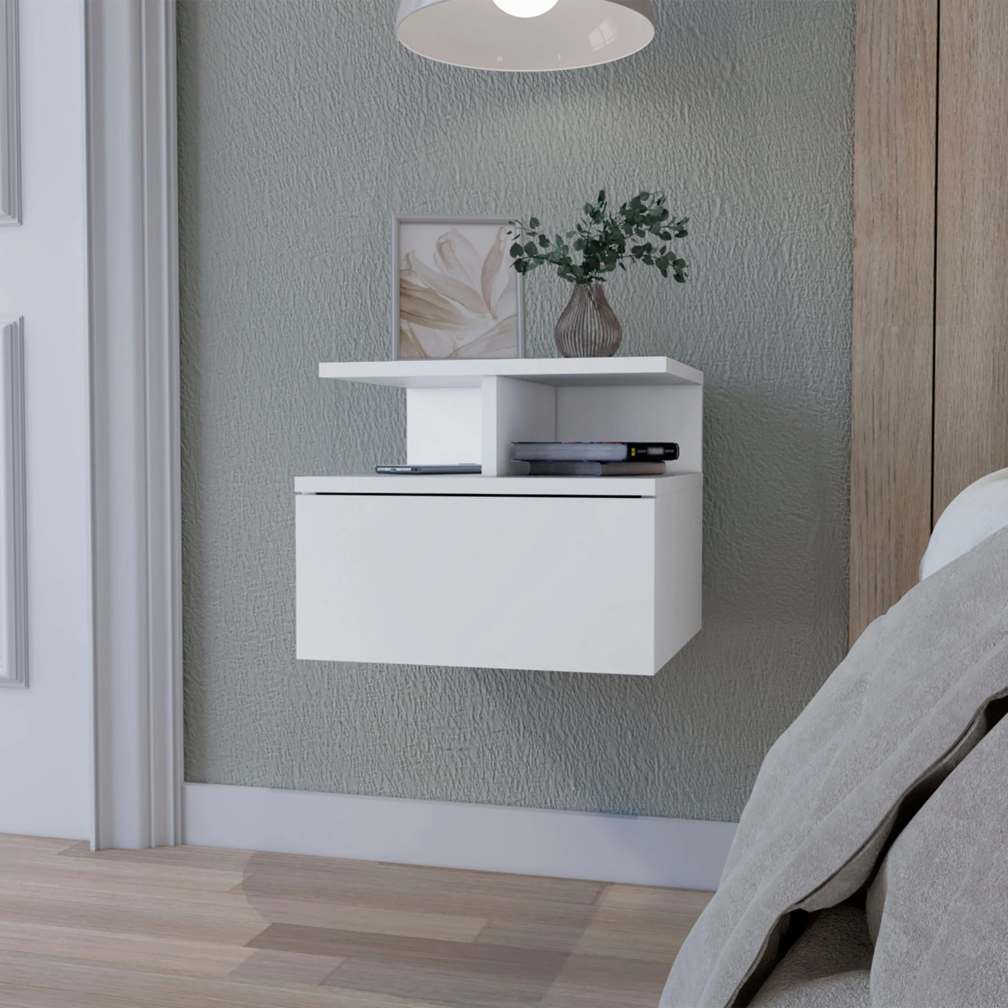 Wood One Drawer Floating Nightstand By Homeroots - Image 5