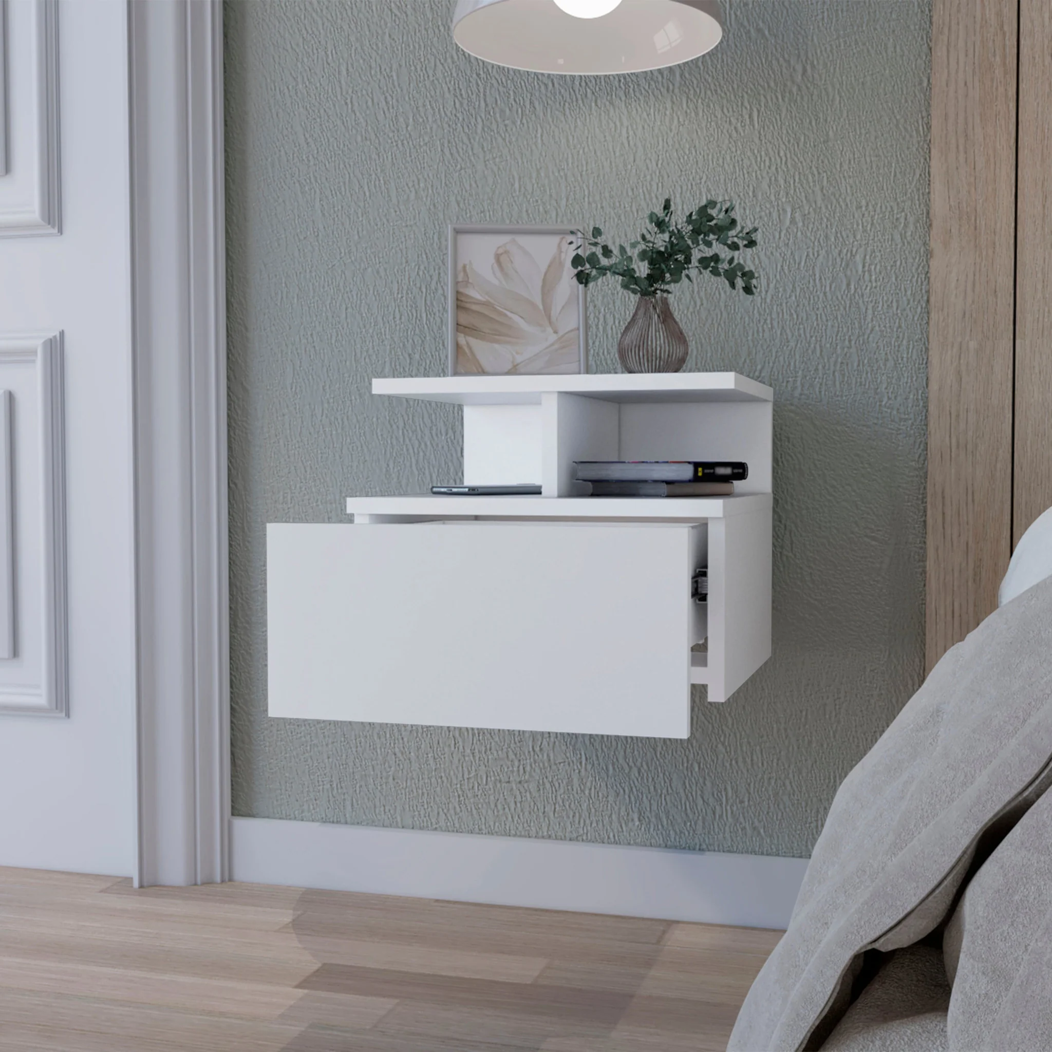 Wood One Drawer Floating Nightstand By Homeroots - Image 8