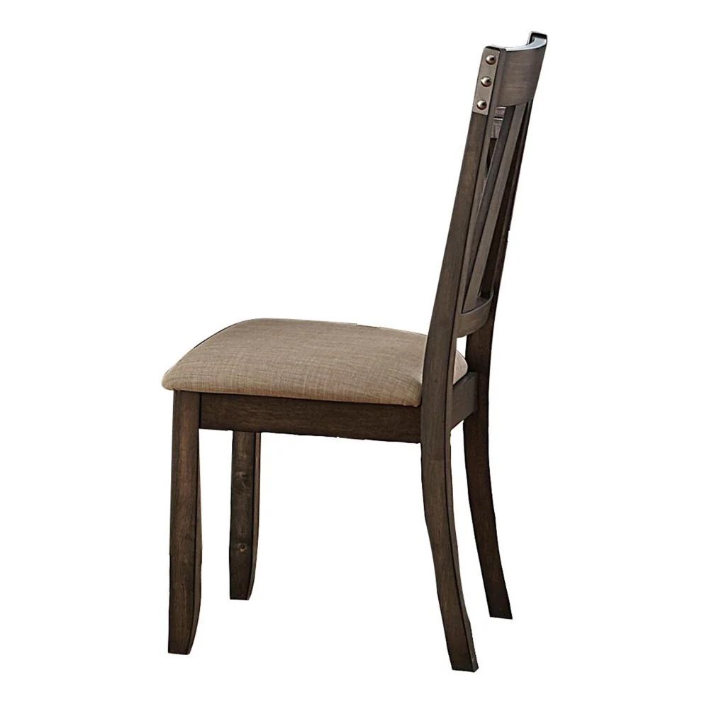 Wood Side Chair With Slightly Flared Back Legs, Brown, Set of 2 By Benzara - Image 2
