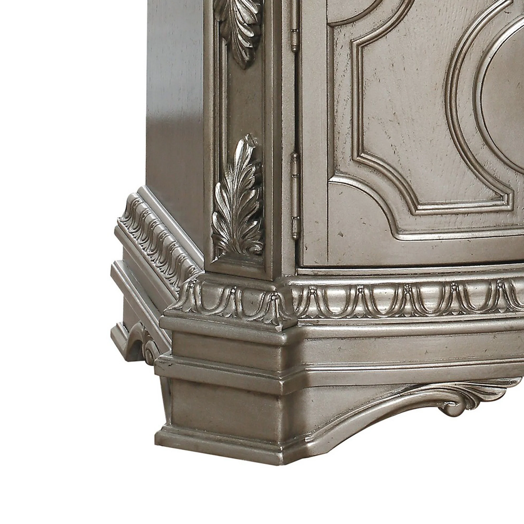 Wood Top Nightstand With One Drawer And Two Door Shelf, Antique Champagne By Benzara - Image 5