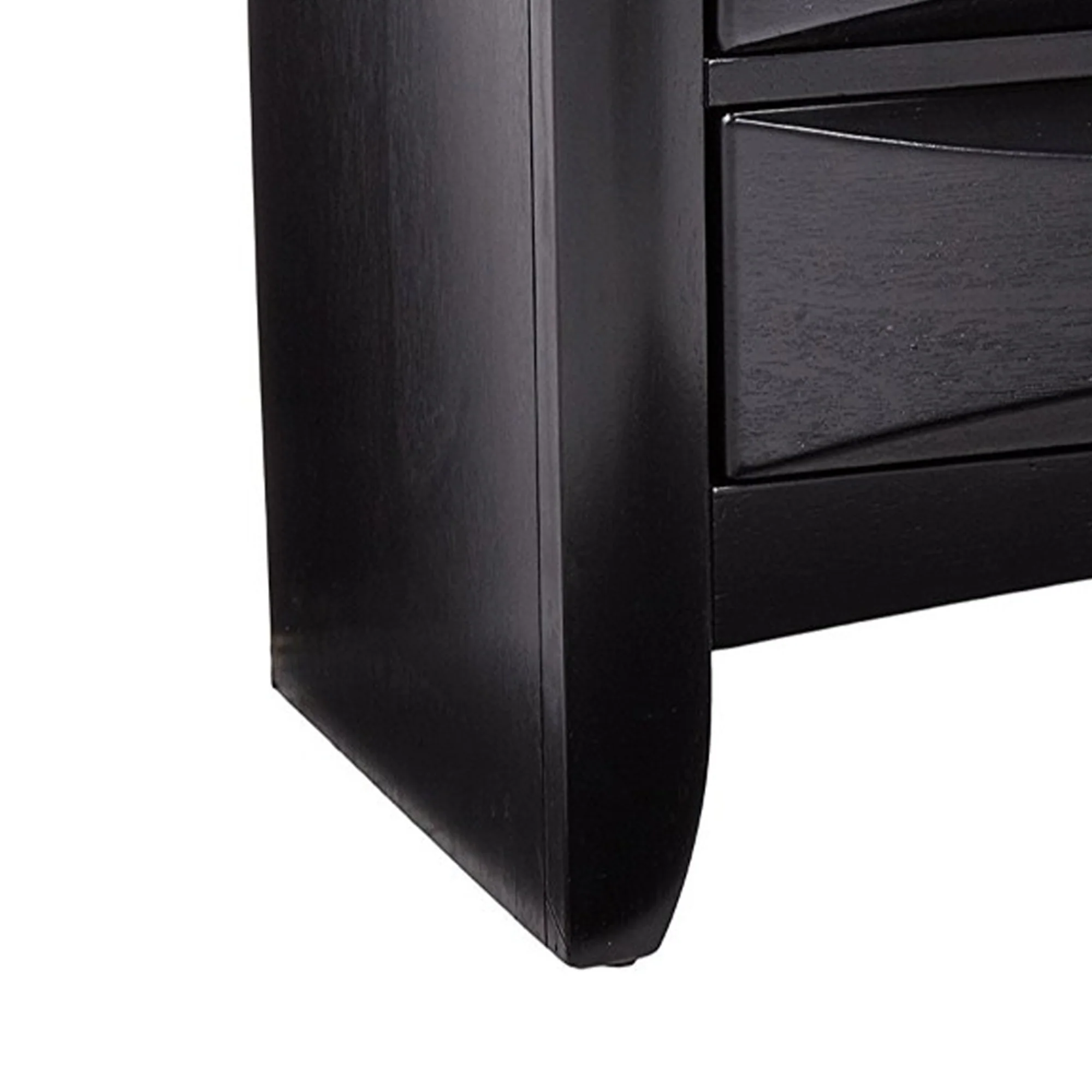 Wooden 2 Drawer Nightstand With Tray, Black By Benzara - Image 2