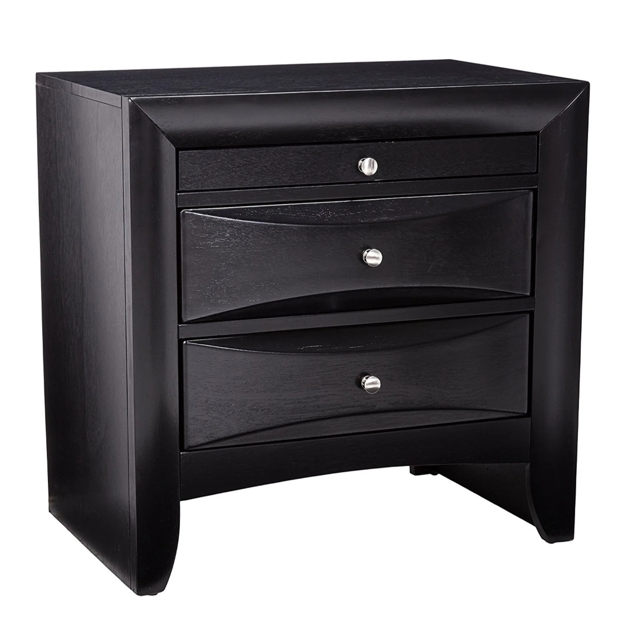 Wooden 2 Drawer Nightstand With Tray, Black By Benzara - Image 4