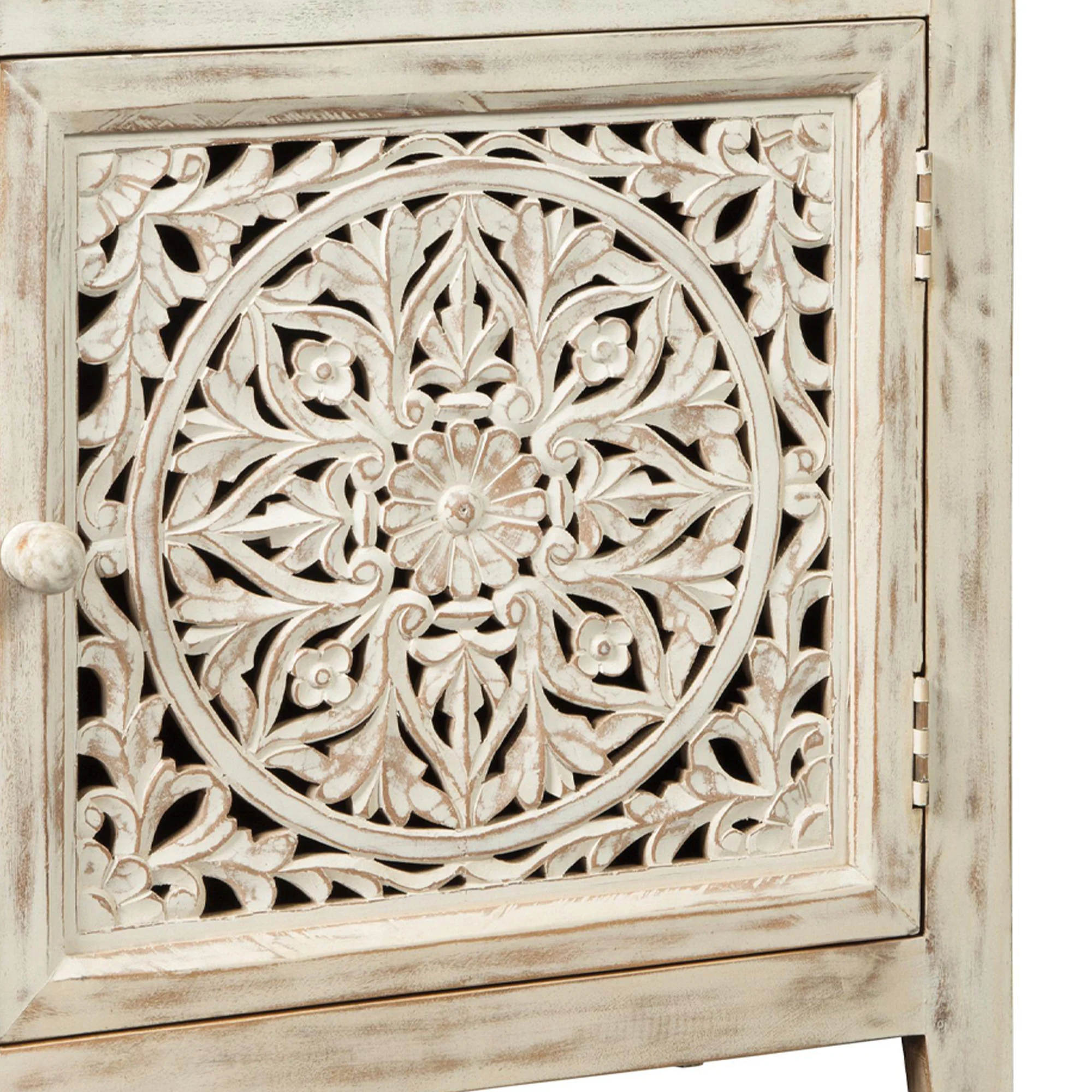 Wooden Accent Cabinet with Single Door, Antique White By Benzara - Image 4
