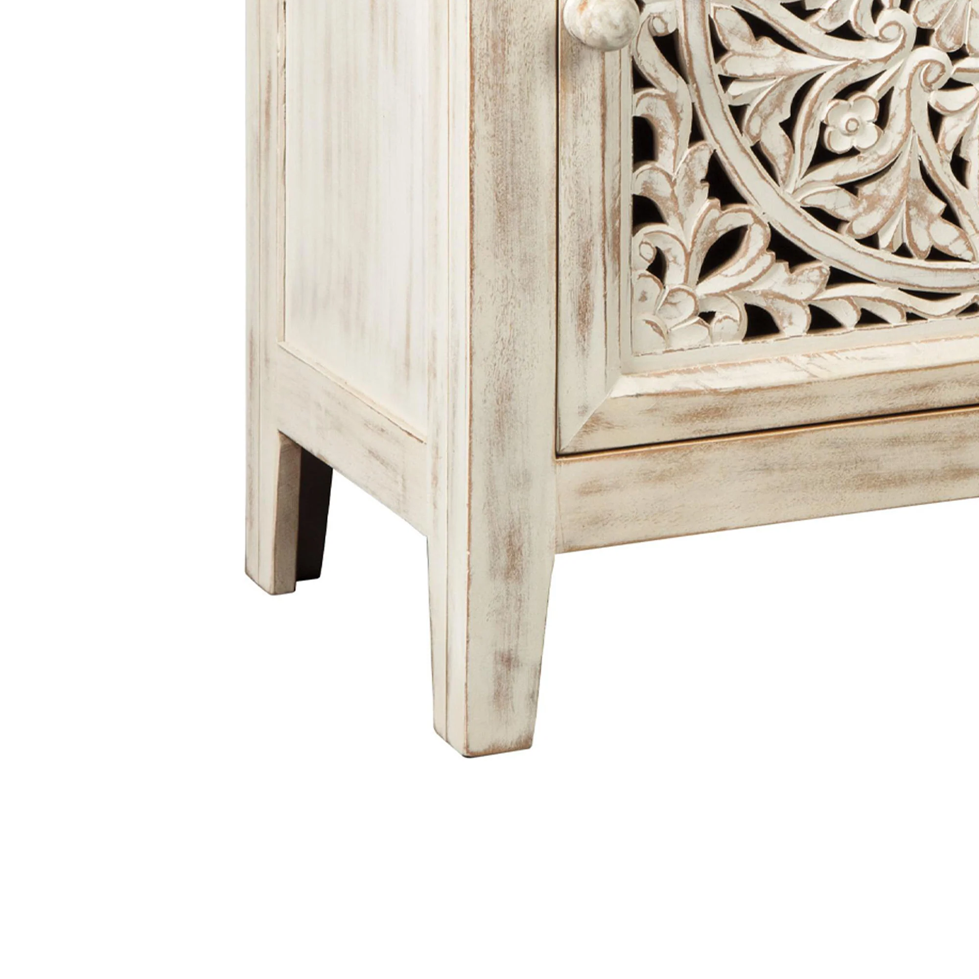 Wooden Accent Cabinet with Single Door, Antique White By Benzara - Image 5