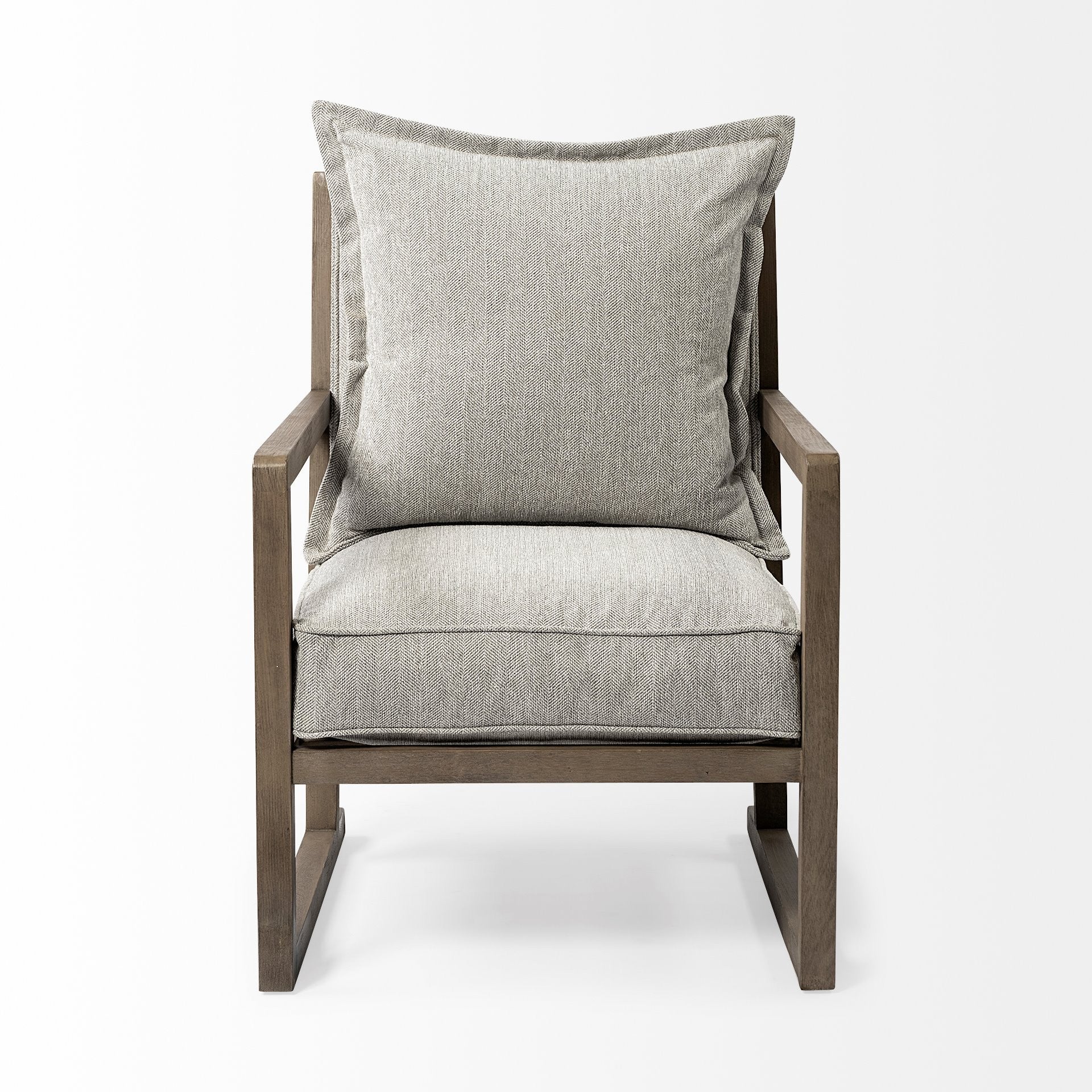 Wooden Accent Chair with Ash Gray Cushions By Homeroots - Image 3
