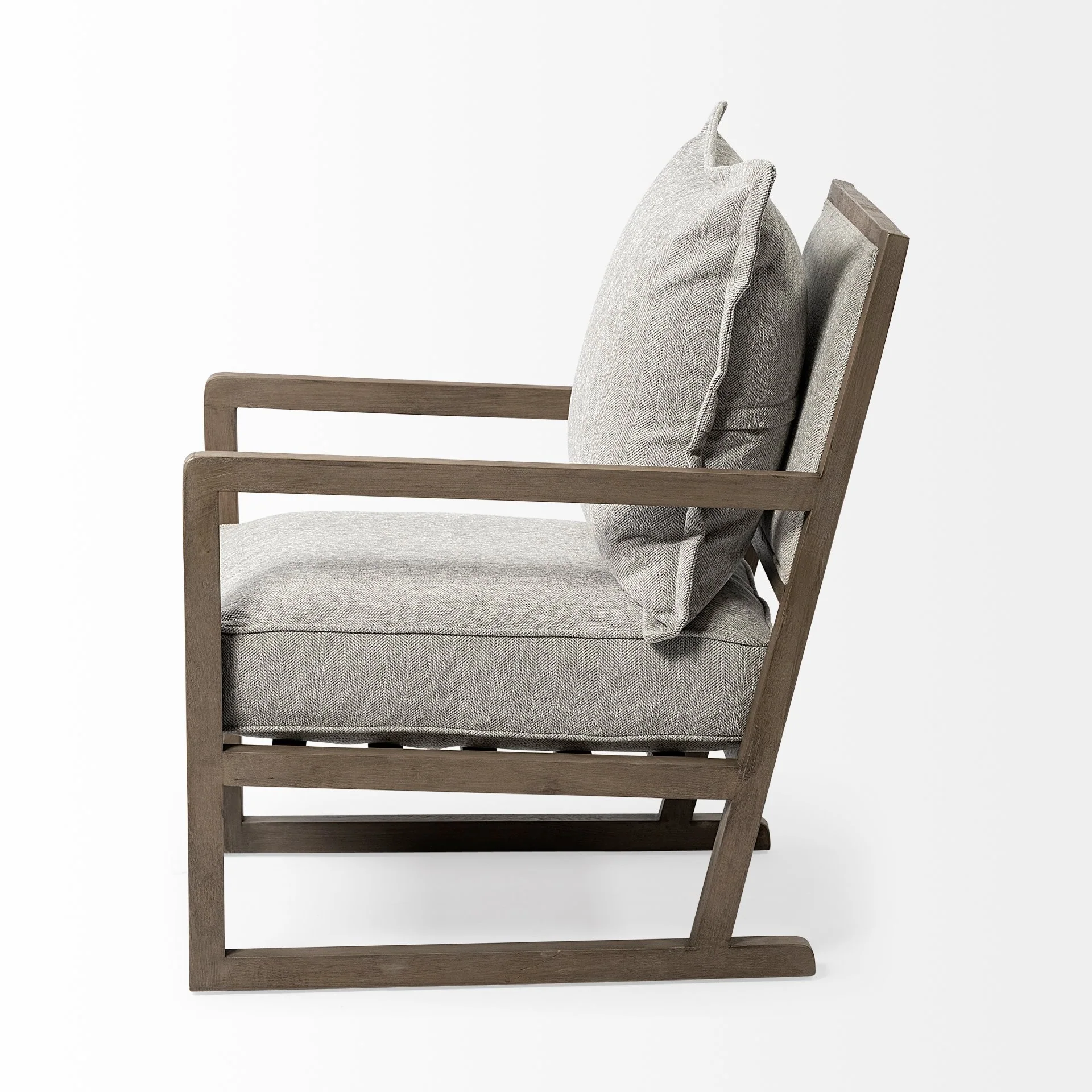 Wooden Accent Chair with Ash Gray Cushions By Homeroots - Image 4