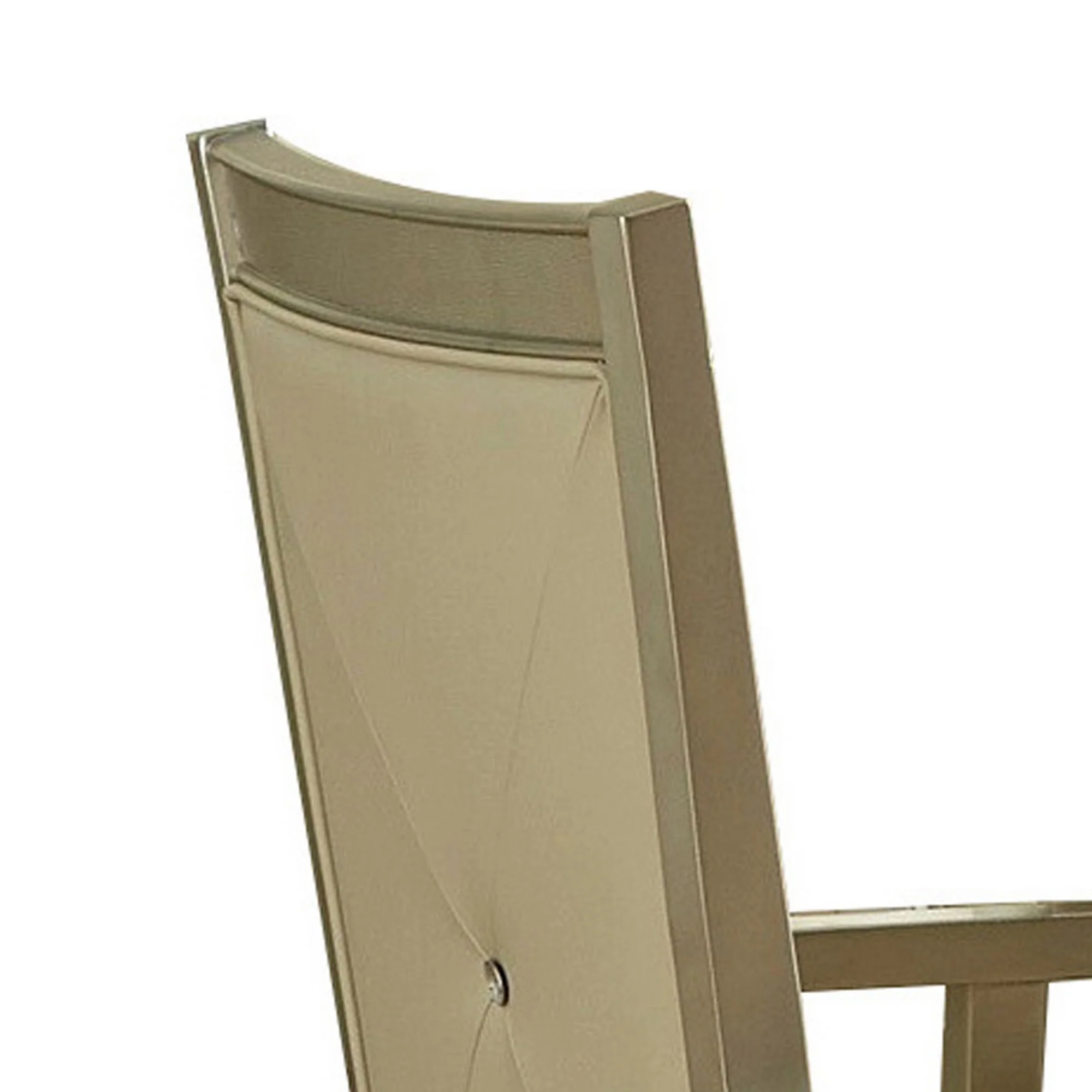 Wooden Arm Chair With Crystal Tufted Leatherette Backrest, Gold By Benzara - Image 3