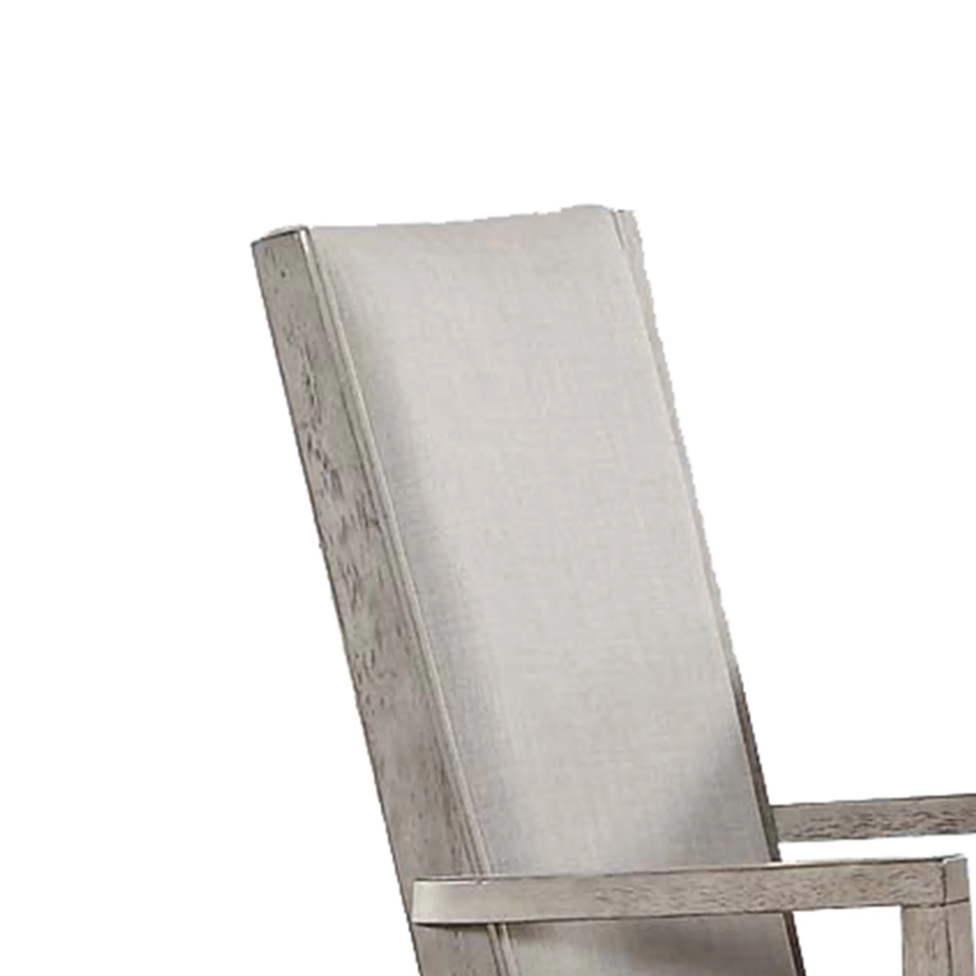 Wooden Arm Chairs With Fabric Padded Seat And High Backrest, Gray, Set Of Two By Benzara - Image 4