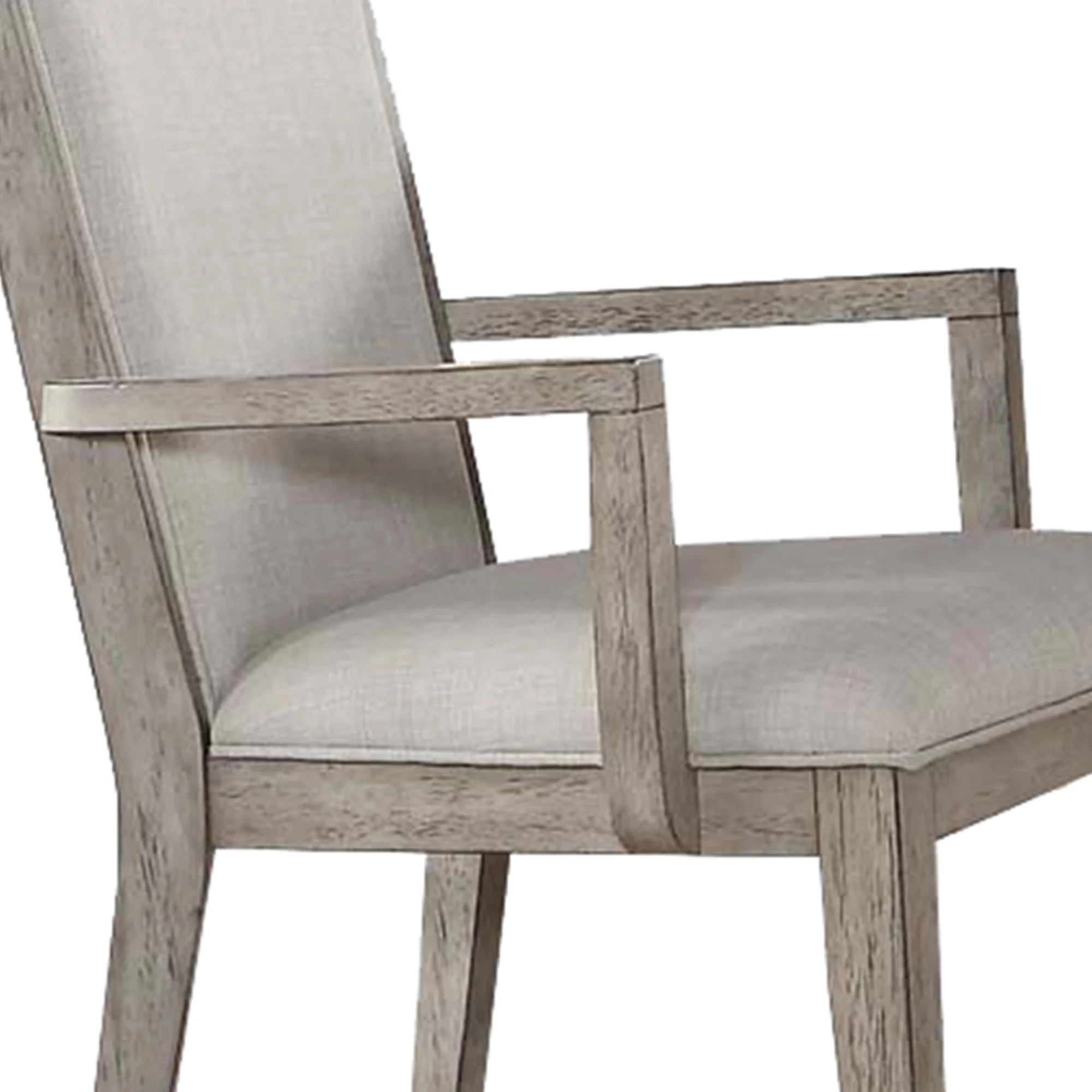 Wooden Arm Chairs With Fabric Padded Seat And High Backrest, Gray, Set Of Two By Benzara - Image 5