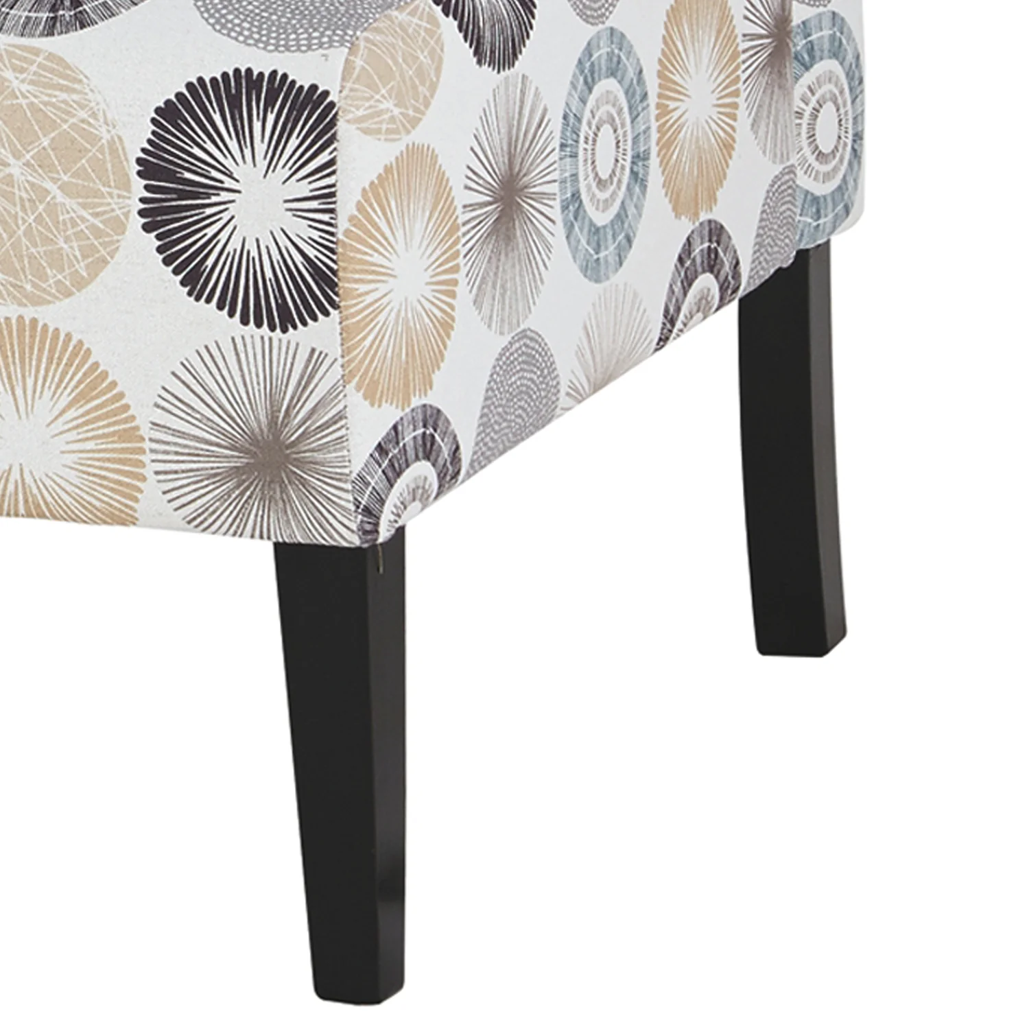 Wooden Armless Accent Chair With Fabric Upholstery, Multicolor By Benzara - Image 2