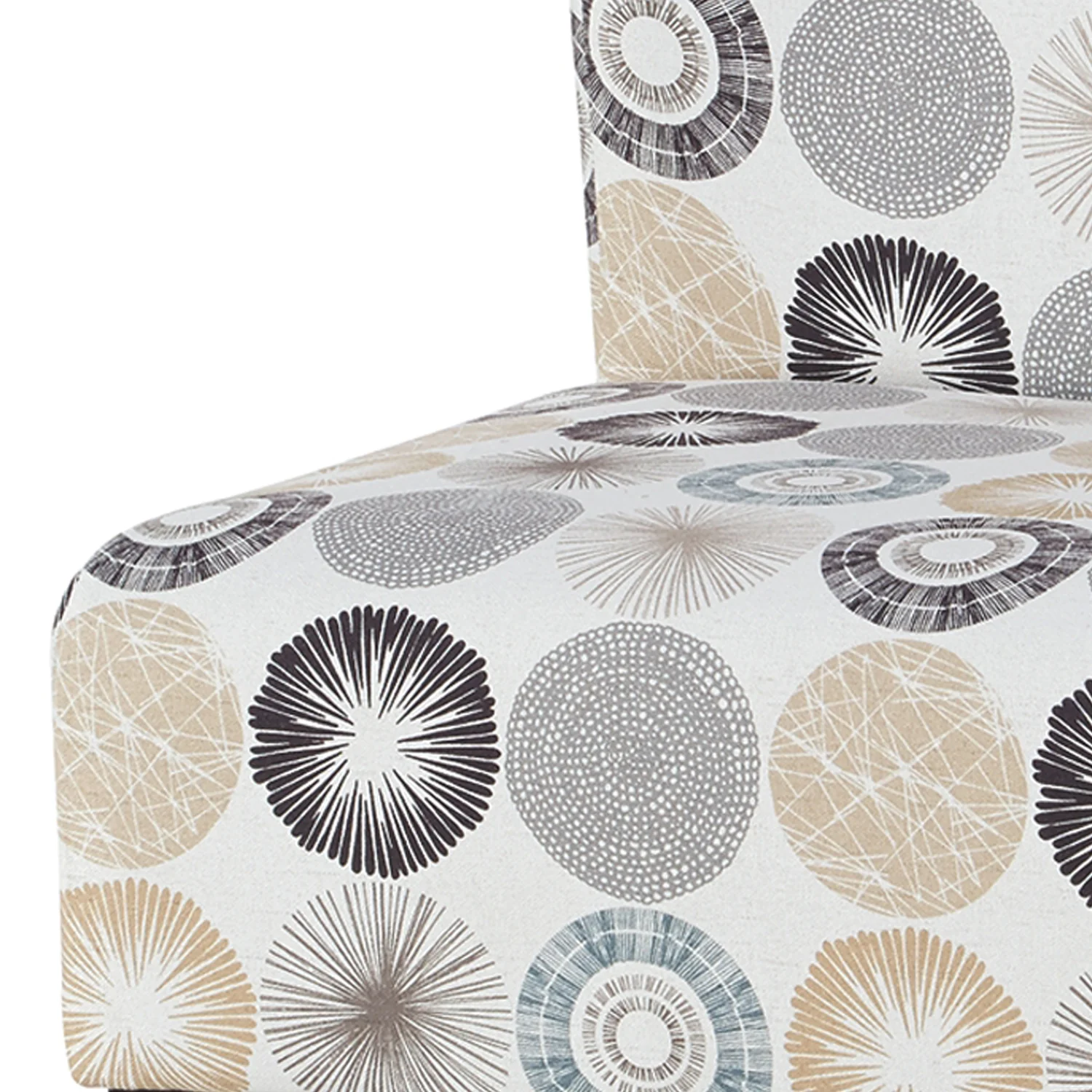 Wooden Armless Accent Chair With Fabric Upholstery, Multicolor By Benzara - Image 4
