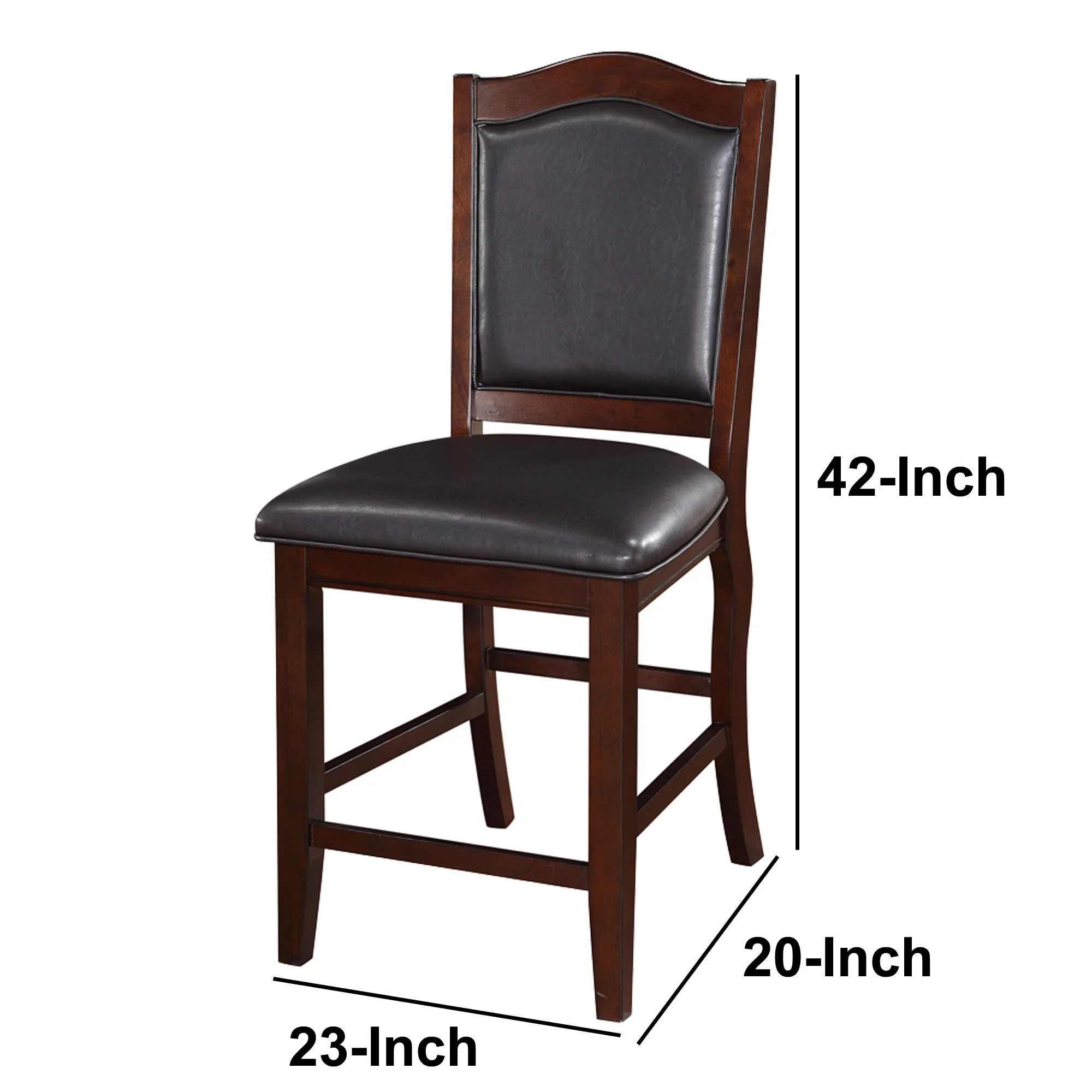 Wooden Armless High Chair, Espresso Brown & Black, Set Of 2 By Benzara - Image 2