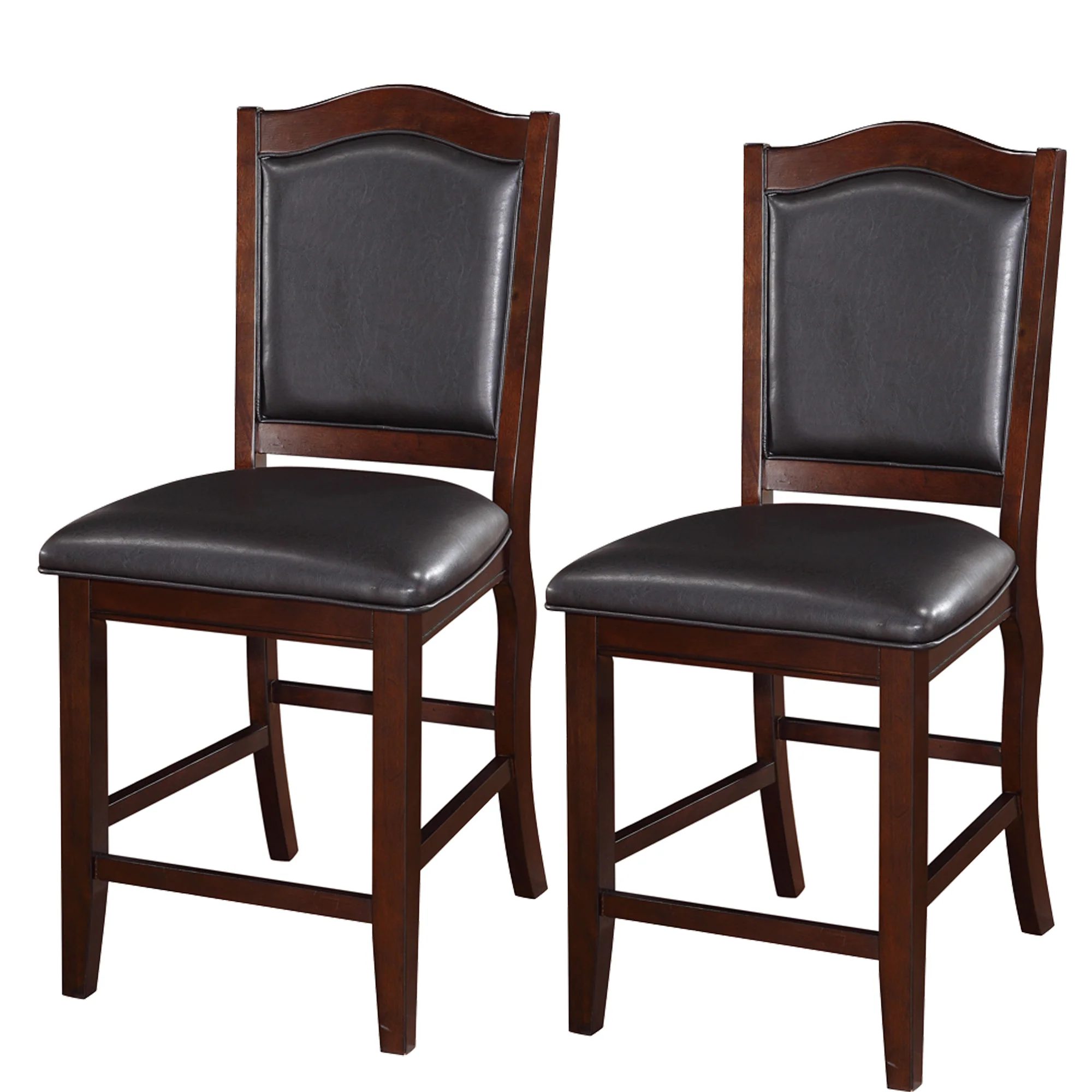 Wooden Armless High Chair, Espresso Brown & Black, Set Of 2 By Benzara - Image 5