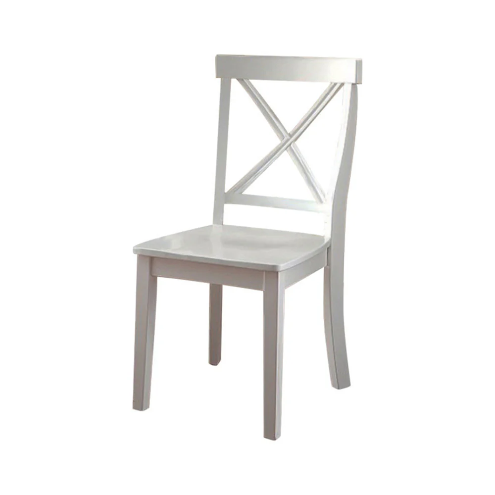 Wooden Armless Side Chair, White, Pack Of 2 By Benzara - Image 2