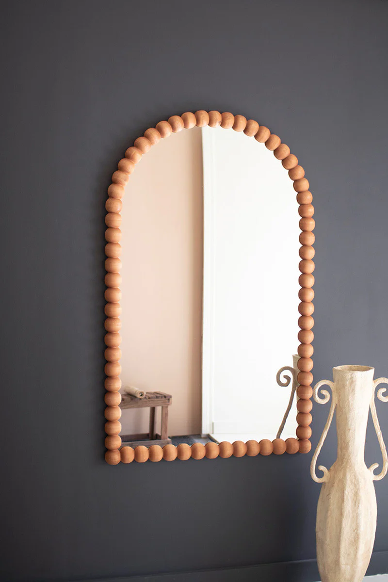 Wooden Ball Arched Mirror By Kalalou - Image 4