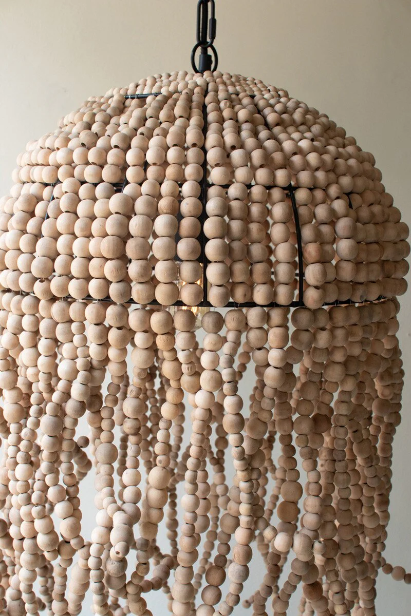 Wooden Bead Jellyfish Pendant Light By Kalalou - Image 2