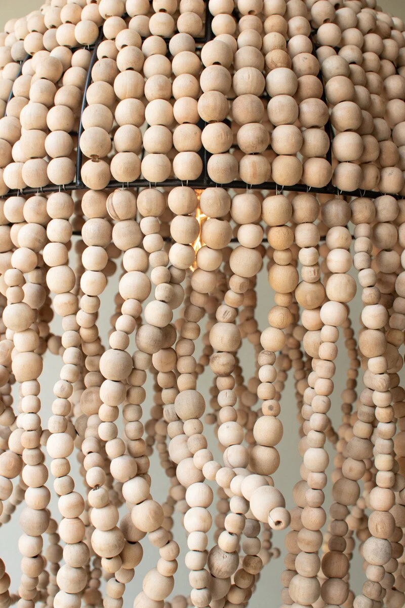 Wooden Bead Jellyfish Pendant Light By Kalalou - Image 3