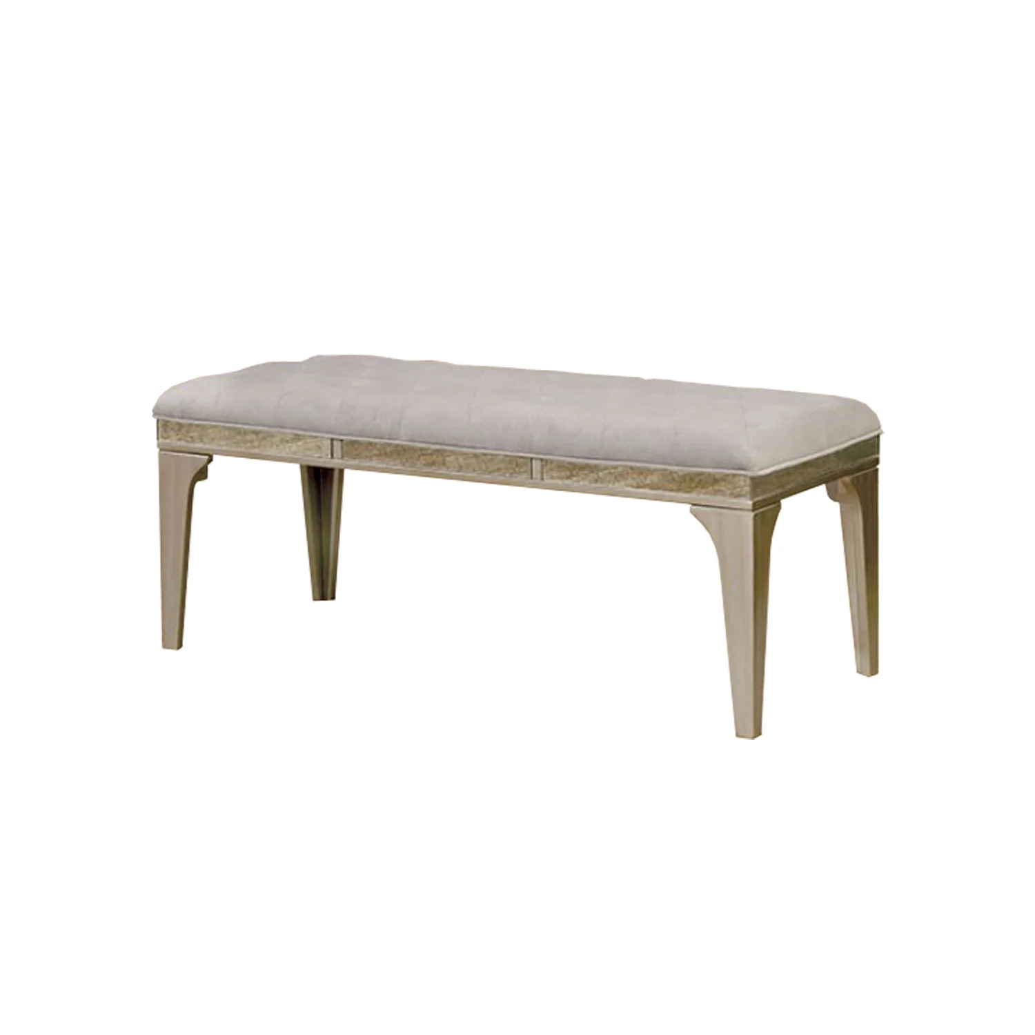 Wooden Bench With Comfy Cushioned Seat Gray By Benzara - Image 2