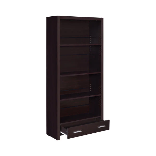 Wooden Bookcase With 3 Shelves And 1 Drawer Dark Brown By Benzara - Image 3
