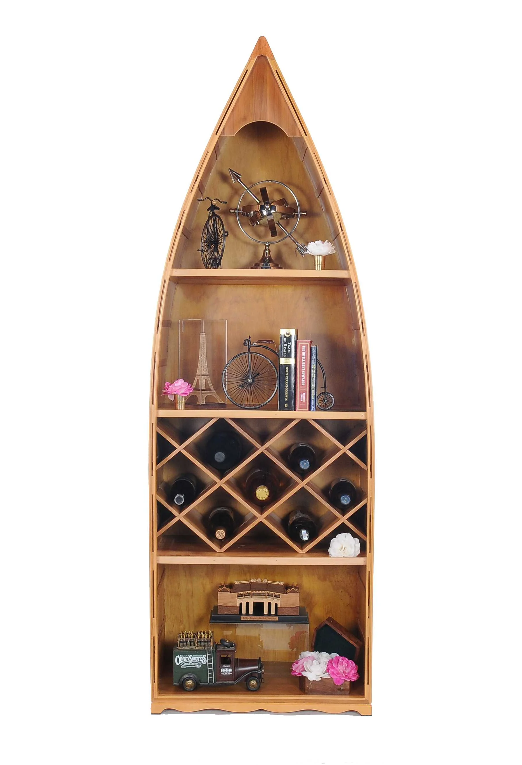 Wooden Canoe Wine Shelf By Homeroots - Image 4