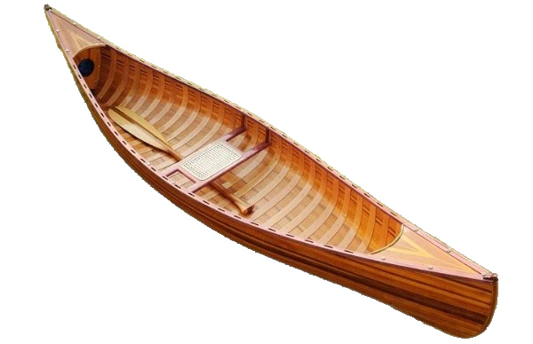 Wooden Canoe With Ribs Curved Bow By Homeroots - Image 2