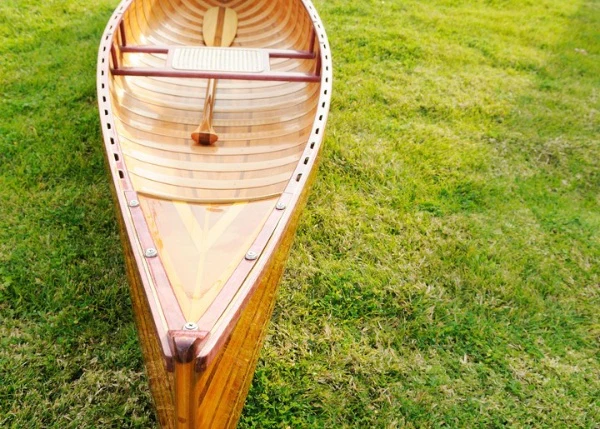 Wooden Canoe With Ribs Curved Bow By Homeroots - Image 4