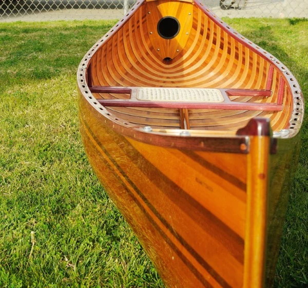 Wooden Canoe With Ribs Curved Bow By Homeroots - Image 5
