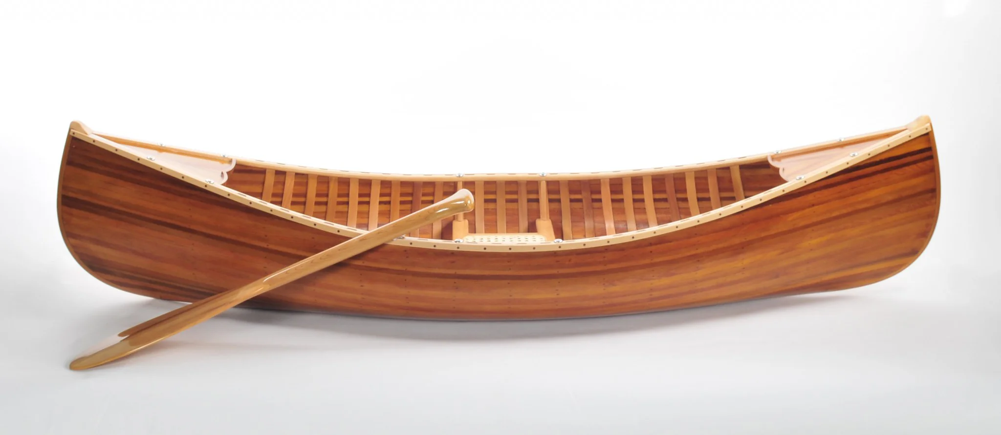 Wooden Canoe With Ribs Matte Finish By Homeroots - Image 2