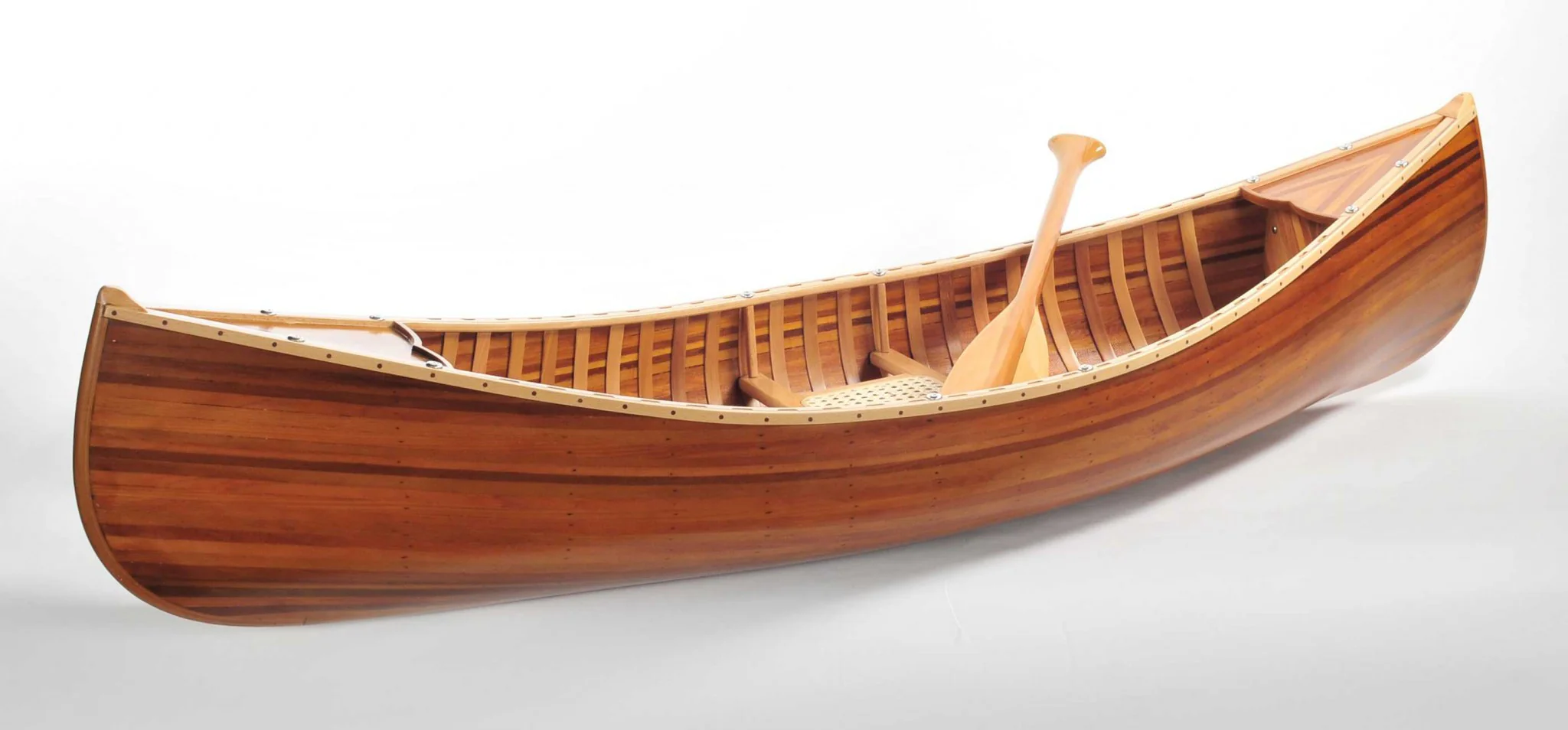 Wooden Canoe With Ribs Matte Finish By Homeroots - Image 3