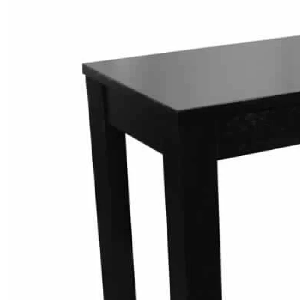 Wooden Chairside Table with Bottom Shelf and Block Legs, Black By Benzara - Image 3