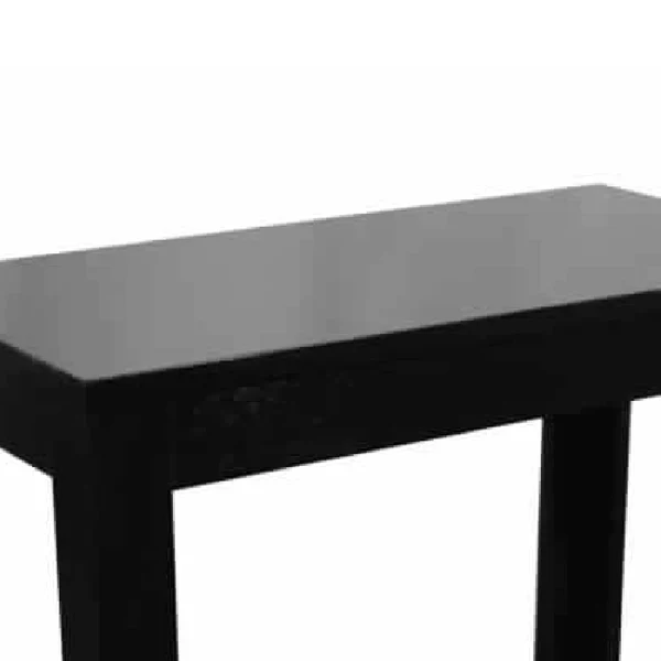 Wooden Chairside Table with Bottom Shelf and Block Legs, Black By Benzara - Image 4