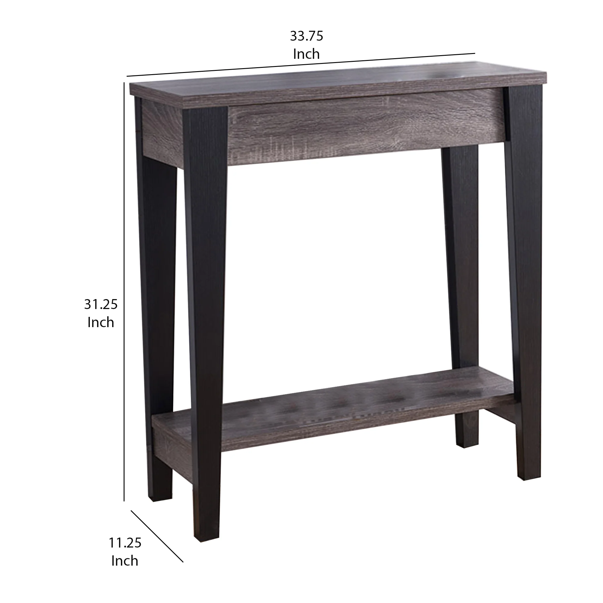Wooden Console Table With Bottom Shelf, Black And Gray By Benzara - Image 2
