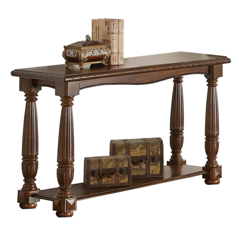 Wooden Console Table With Bottom Shelf, Brown By Benzara - Image 2
