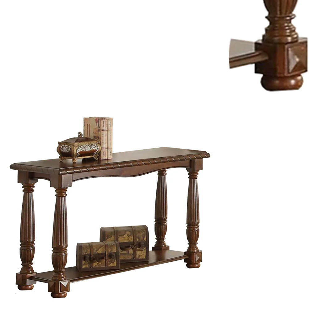Wooden Console Table With Bottom Shelf, Brown By Benzara - Image 3