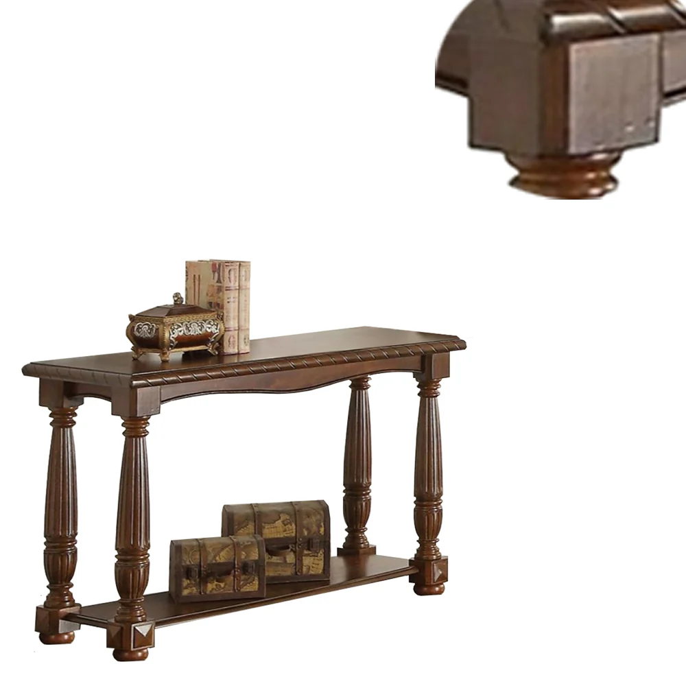 Wooden Console Table With Bottom Shelf, Brown By Benzara - Image 5