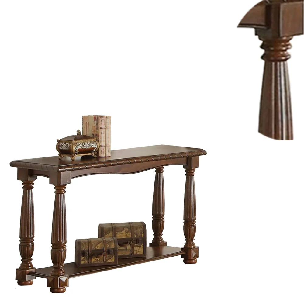 Wooden Console Table With Bottom Shelf, Brown By Benzara - Image 6