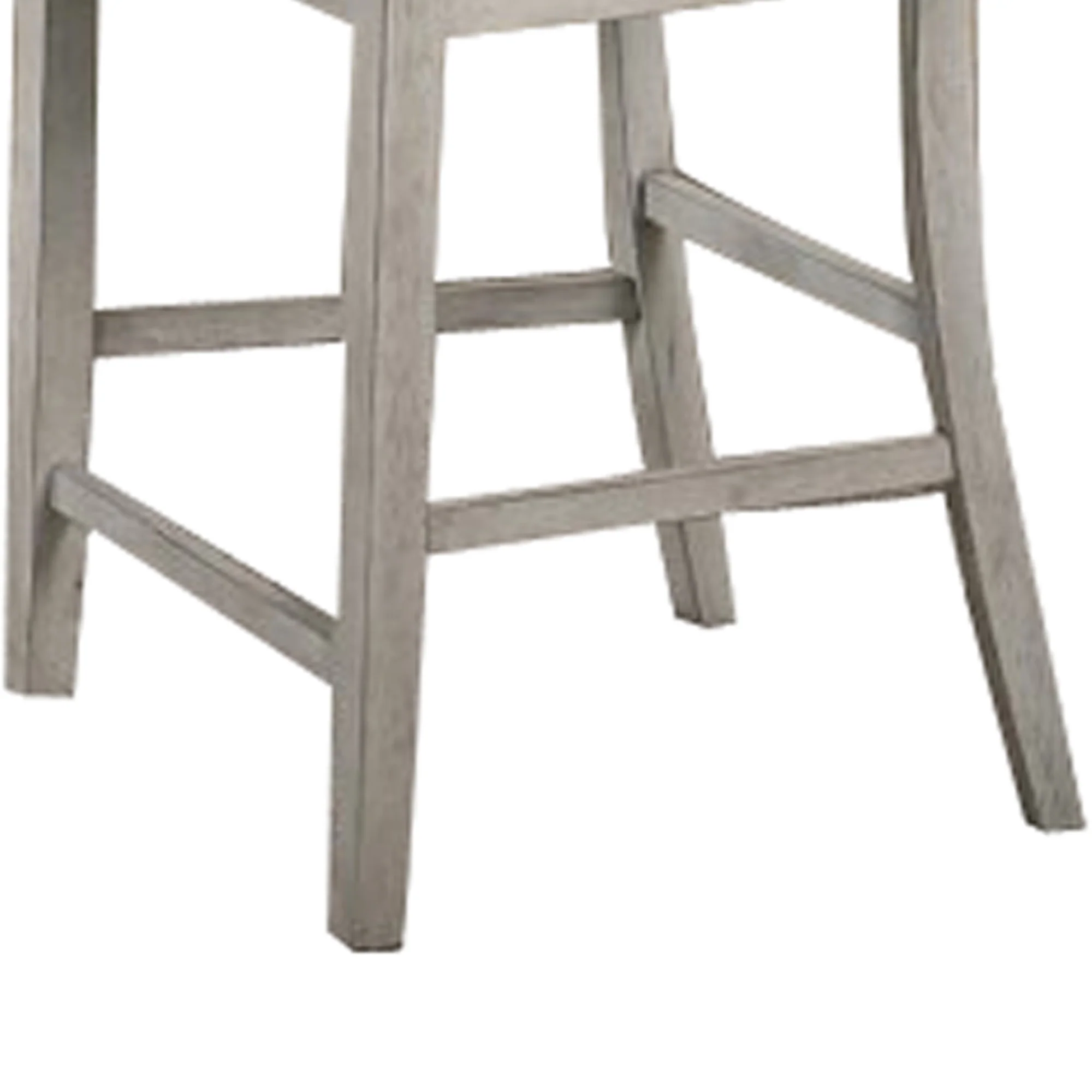 Wooden Counter Chair With X Shaped Backrest With Padded Seat,White And Gray By Benzara - Image 4