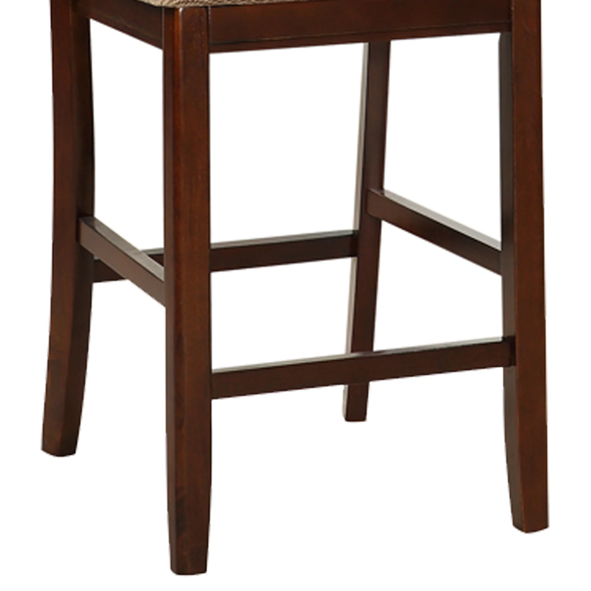 Wooden Counter Height Chair, Dark Brown & Cream, Set Of 2 By Benzara - Image 3
