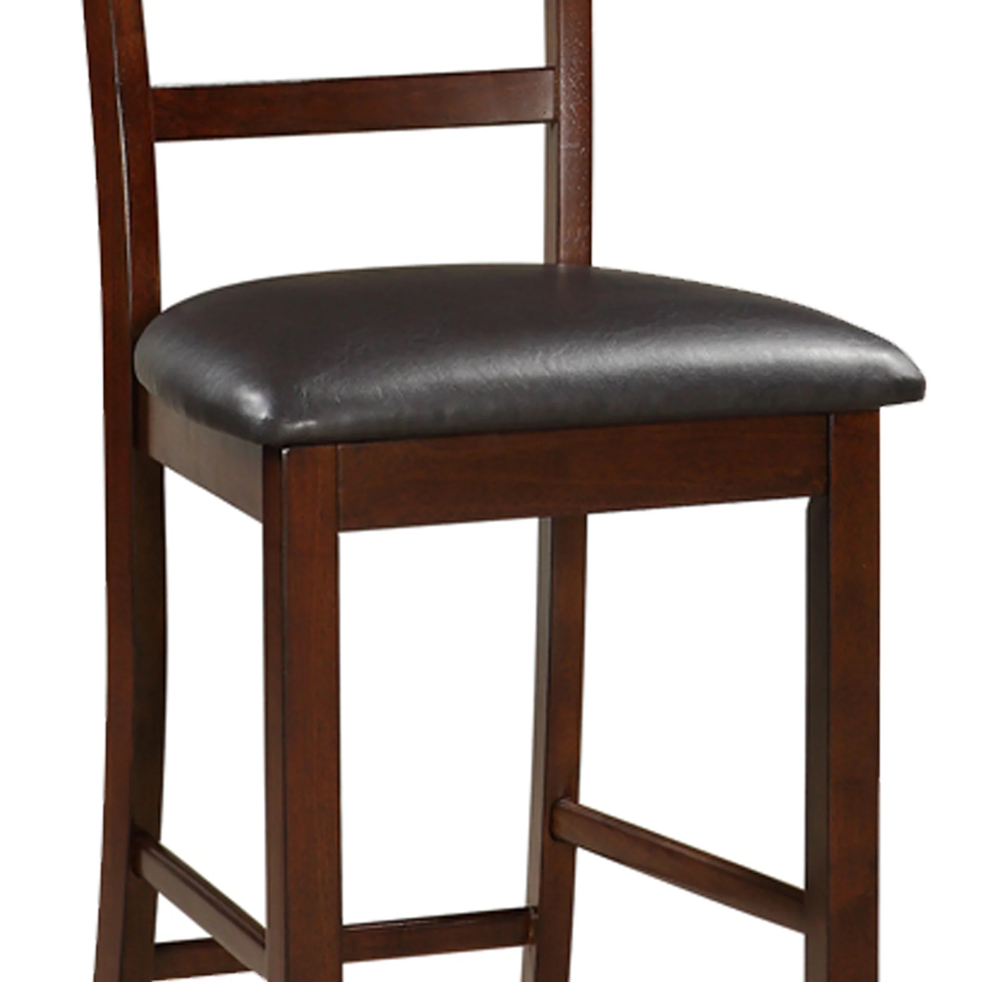 Wooden Counter Height Chair, Dark Brown, Set Of 2 By Benzara - Image 3