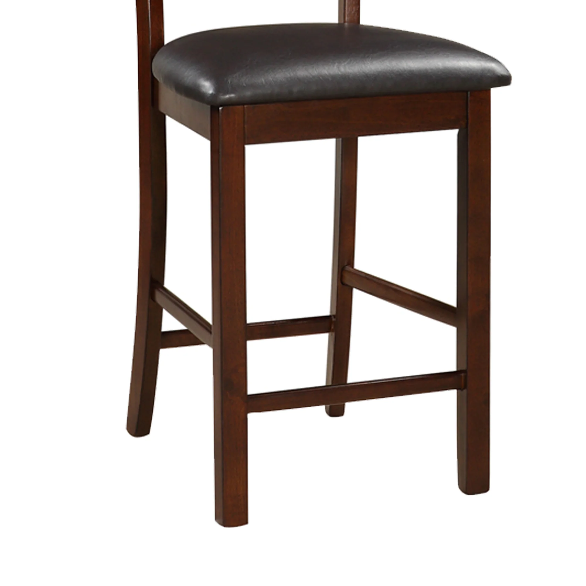 Wooden Counter Height Chair, Dark Brown, Set Of 2 By Benzara - Image 4