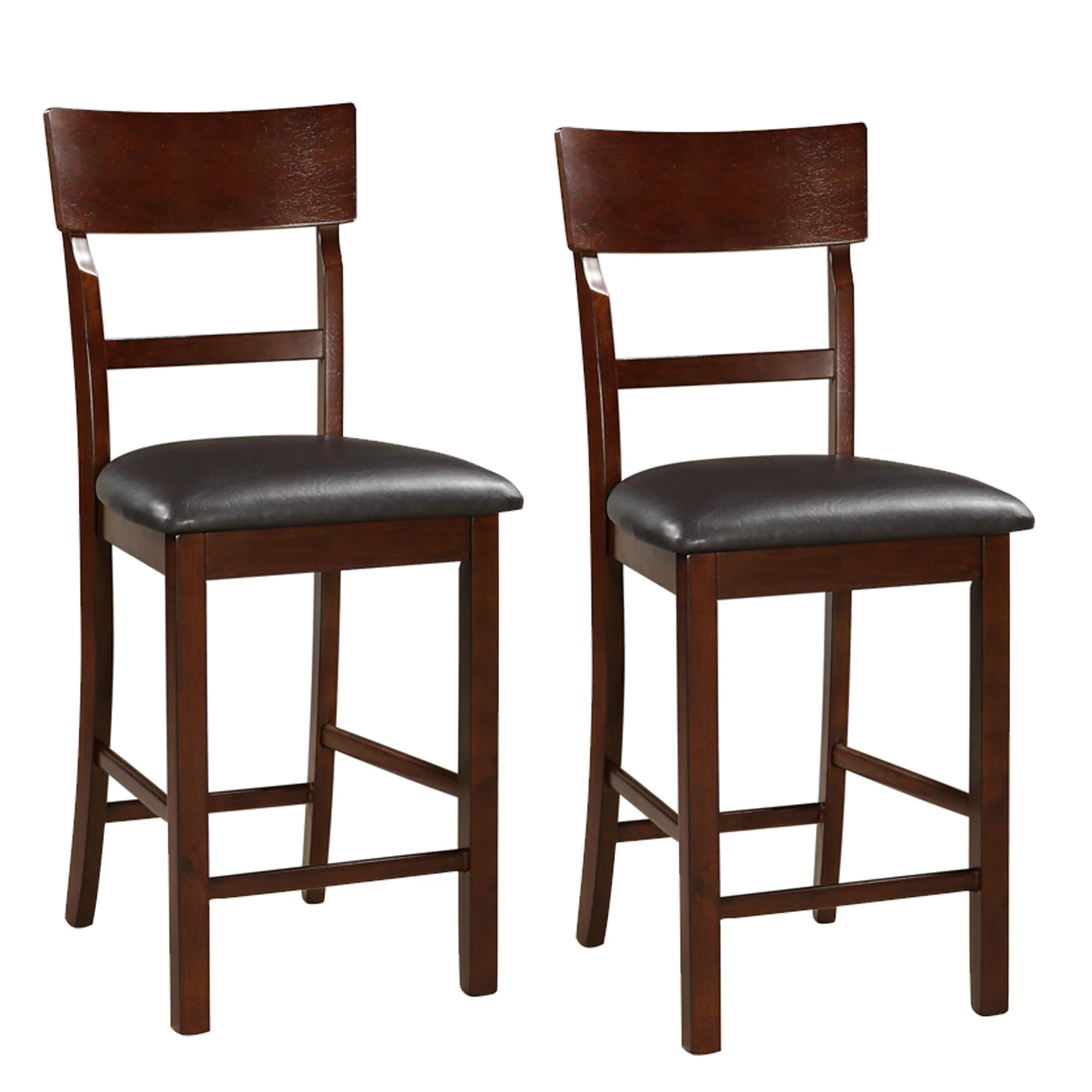 Wooden Counter Height Chair, Dark Brown, Set Of 2 By Benzara - Image 5