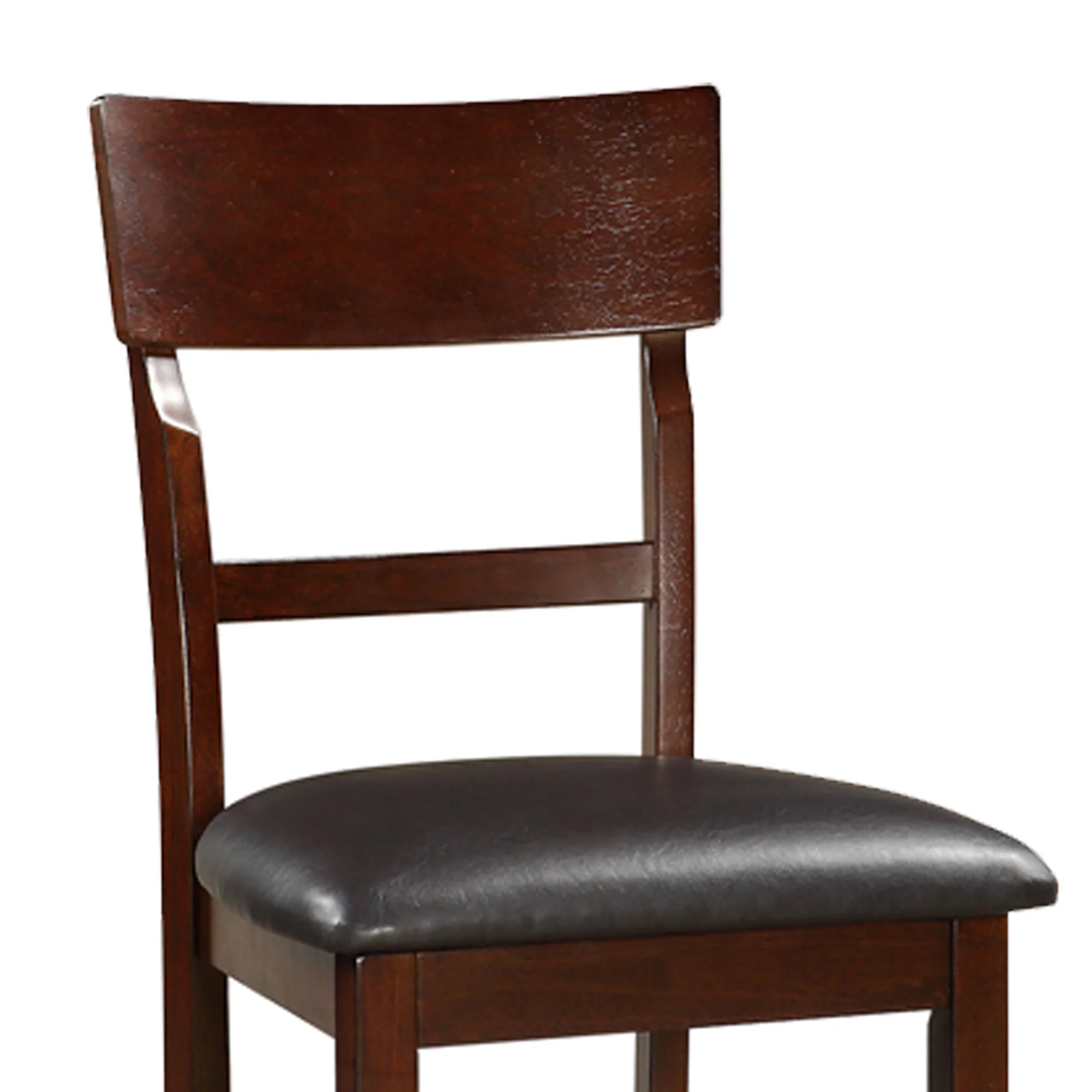 Wooden Counter Height Chair, Dark Brown, Set Of 2 By Benzara - Image 6