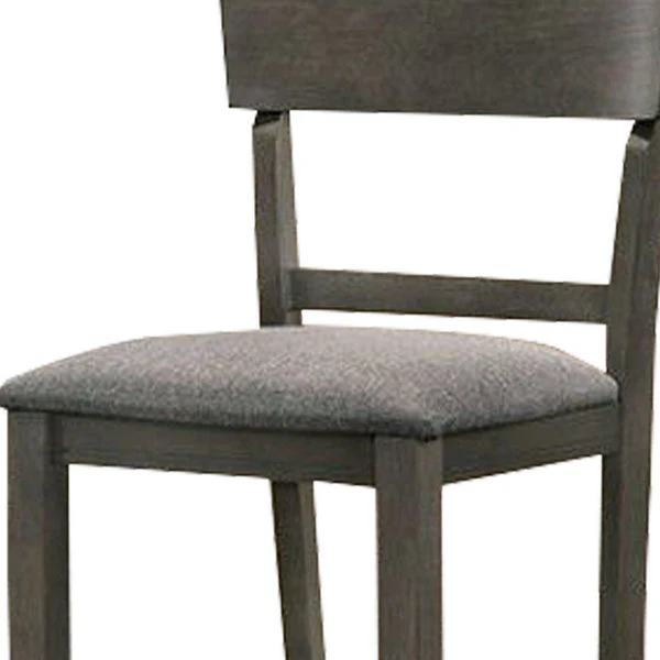 Wooden Counter Height Chair With Curved Back Set Of 2 Charcoal Gray By Benzara - Image 3