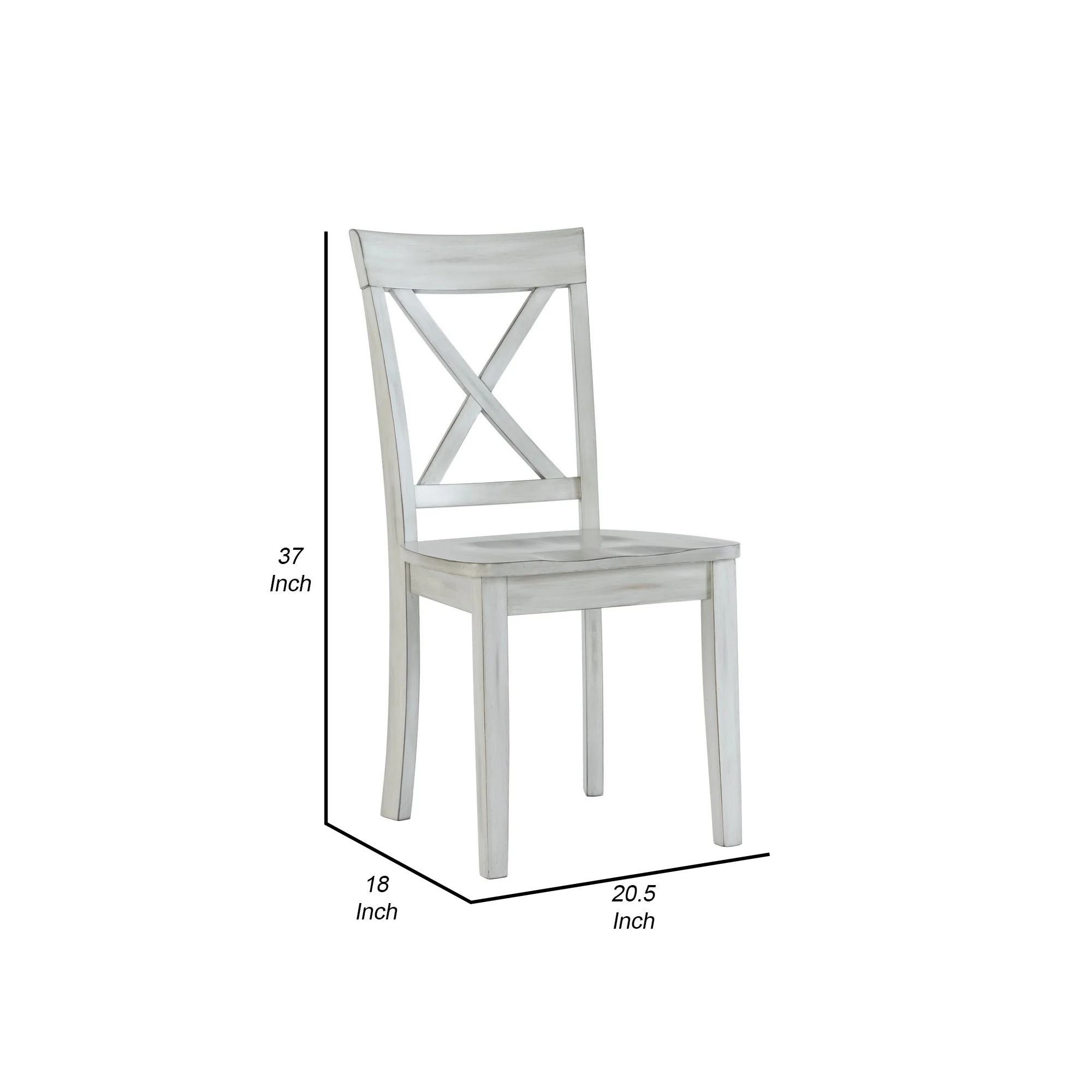 Wooden Dining Chair With X Shaped Back Set Of 2 White By Benzara - Image 2