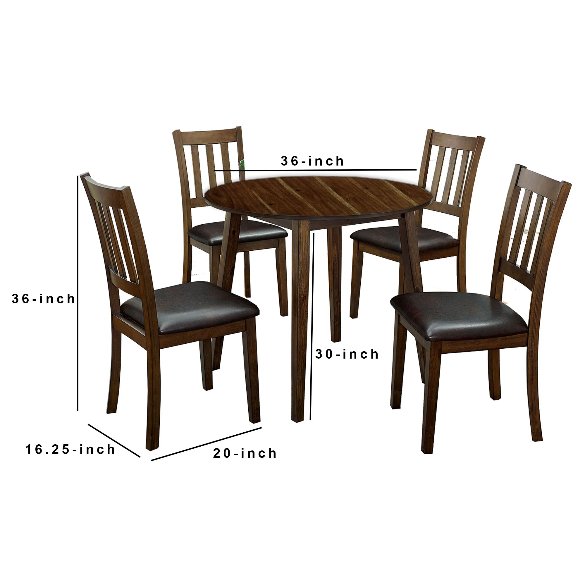Wooden Dining Table With Ladder Back Style Chairs Set Of 5 Brown By Benzara - Image 2