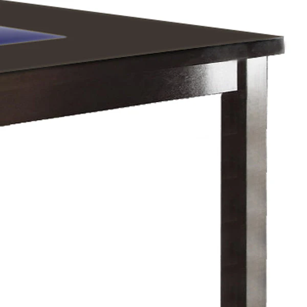 Wooden Dining Table With Tempered Glass Top, Brown By Benzara - Image 4