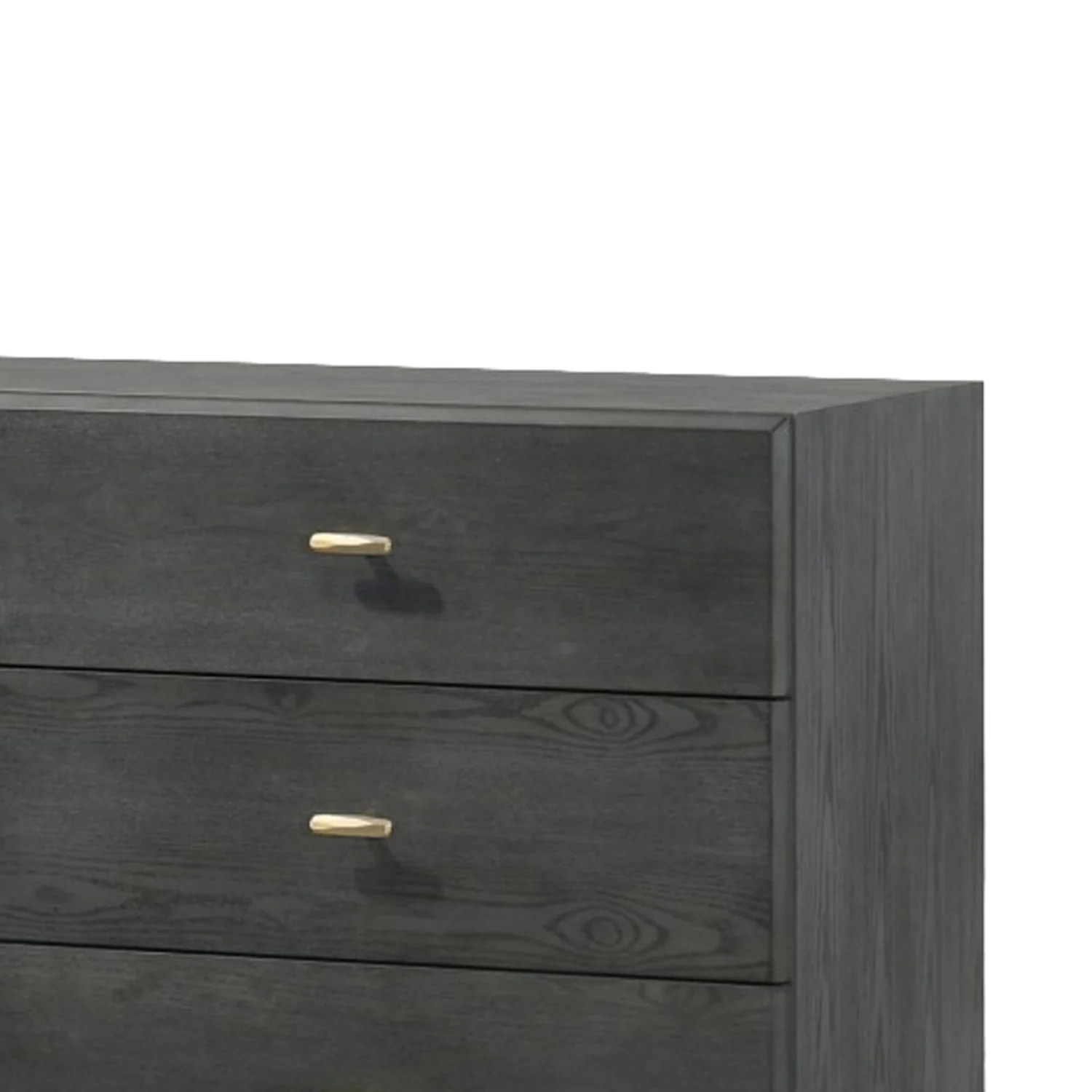 Wooden Dresser with 6 Drawers and Metal Hairpin Legs, Gray and Gold By Benzara - Image 3