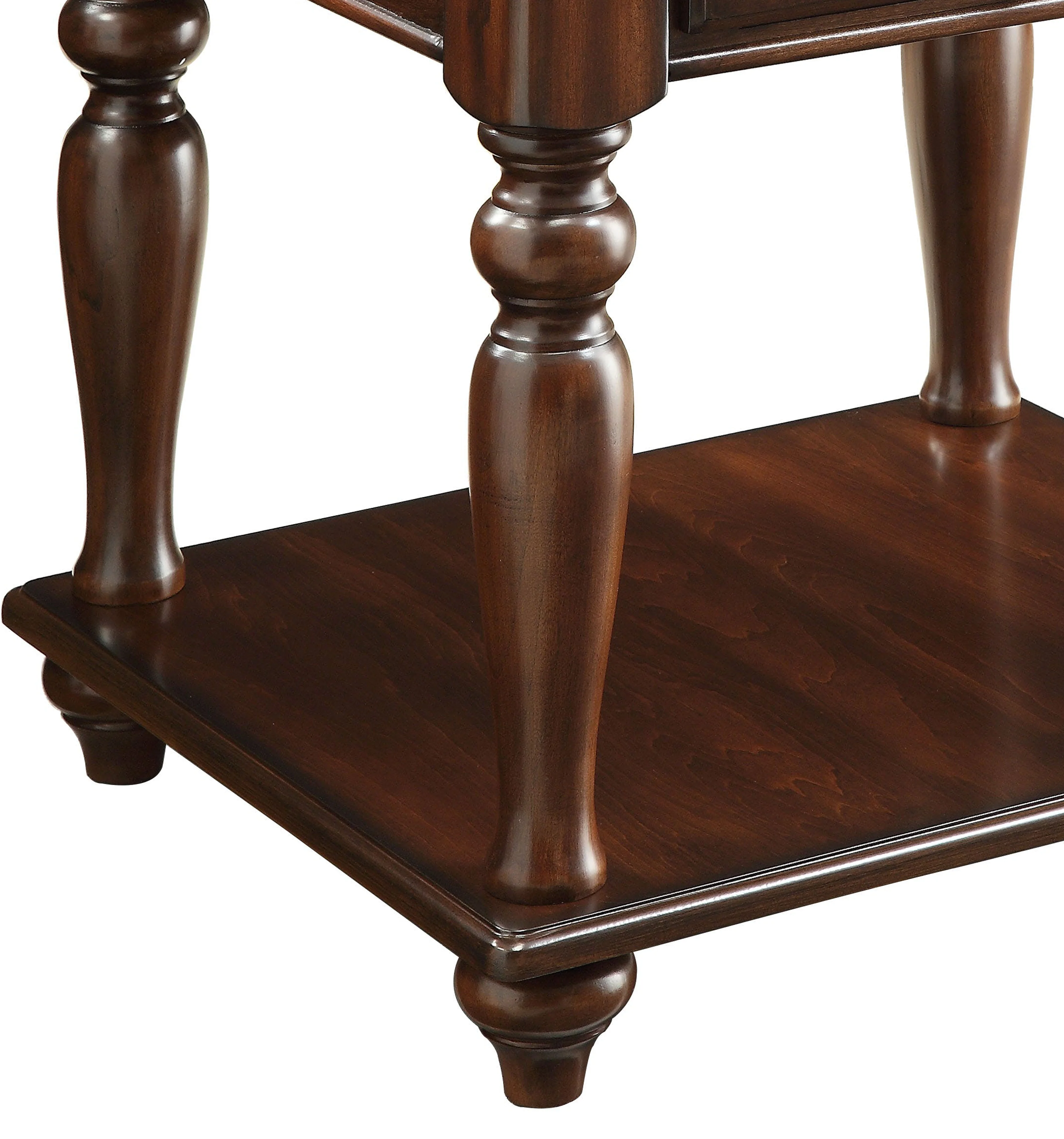 Wooden End Table With 1 Drawer And 1 Bottom Shelf, Walnut Brown By Benzara - Image 2