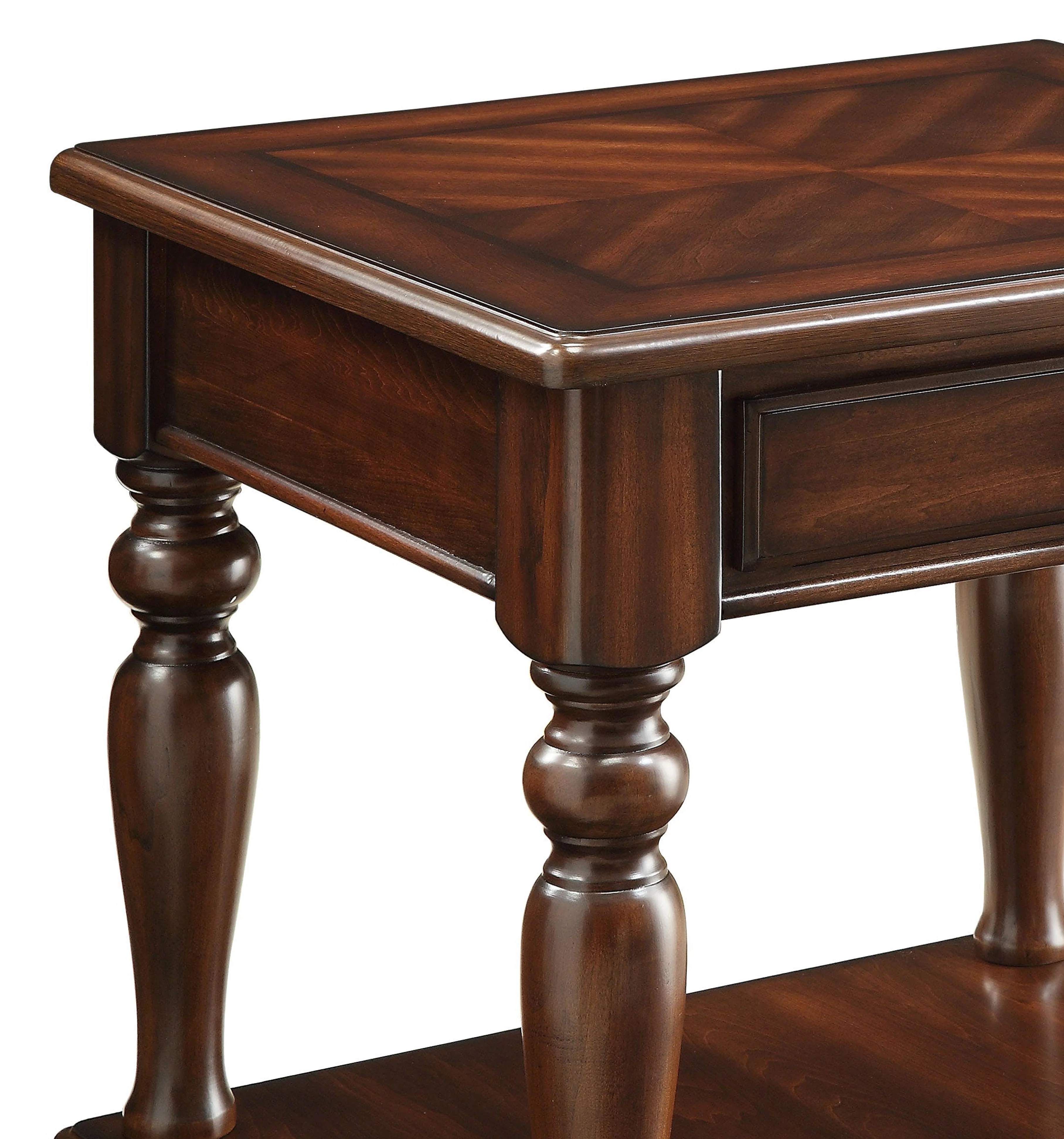 Wooden End Table With 1 Drawer And 1 Bottom Shelf, Walnut Brown By Benzara - Image 4