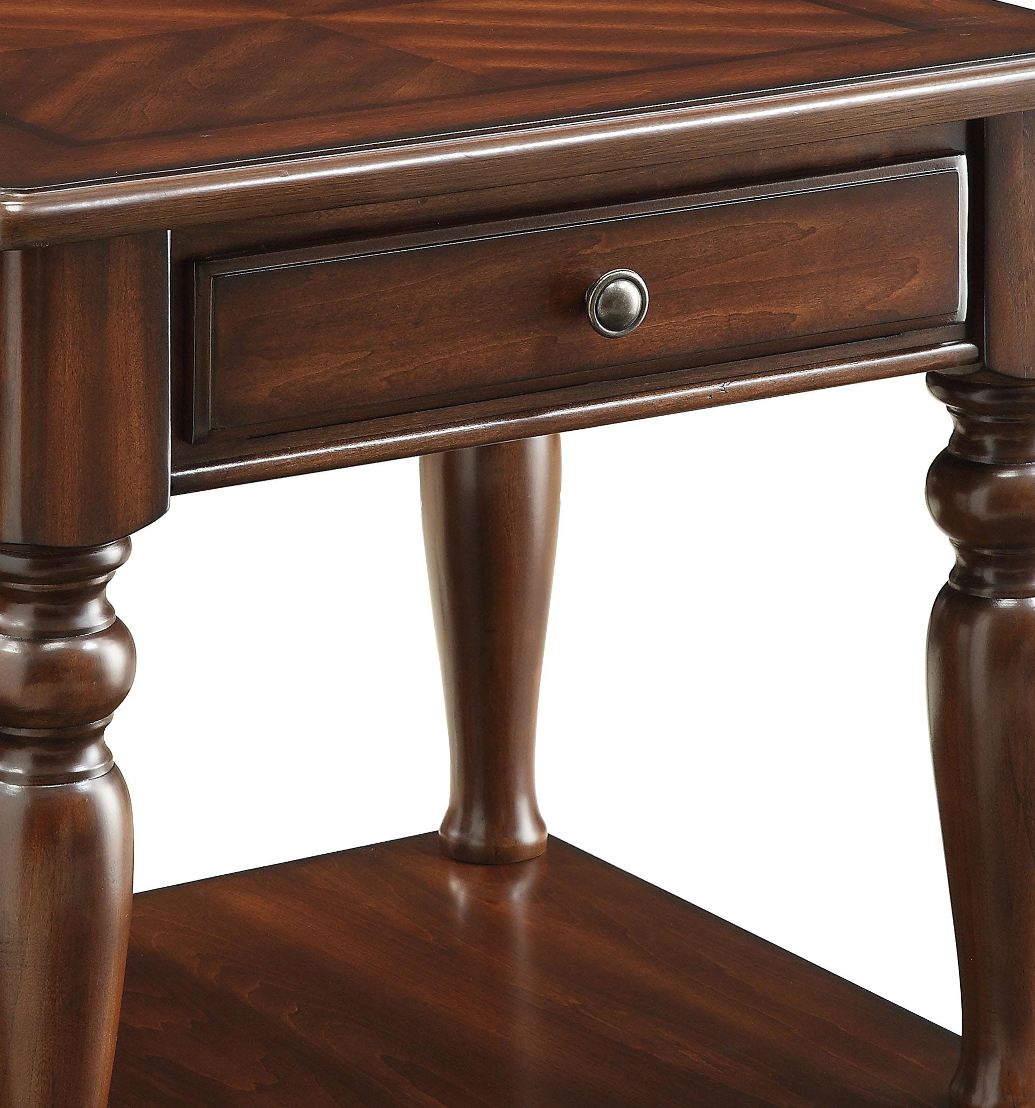 Wooden End Table With 1 Drawer And 1 Bottom Shelf, Walnut Brown By Benzara - Image 5